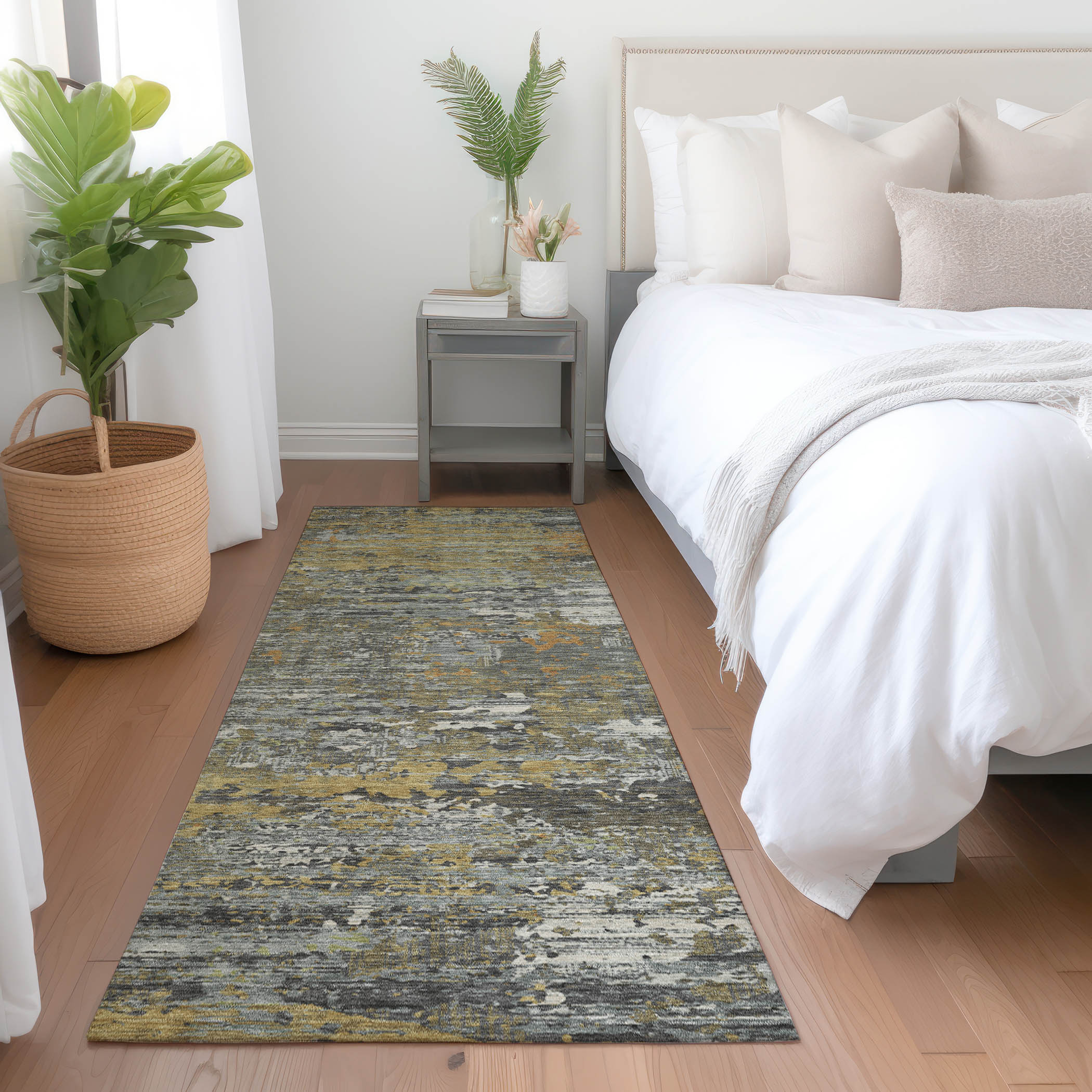 Addison Rugs ACN1395GO2X8 Chantille ACN1395GO 2 x 7 (ft) Polyester Gold Rectangular Indoor/Outdoor Geometric Machine washable Runner rug