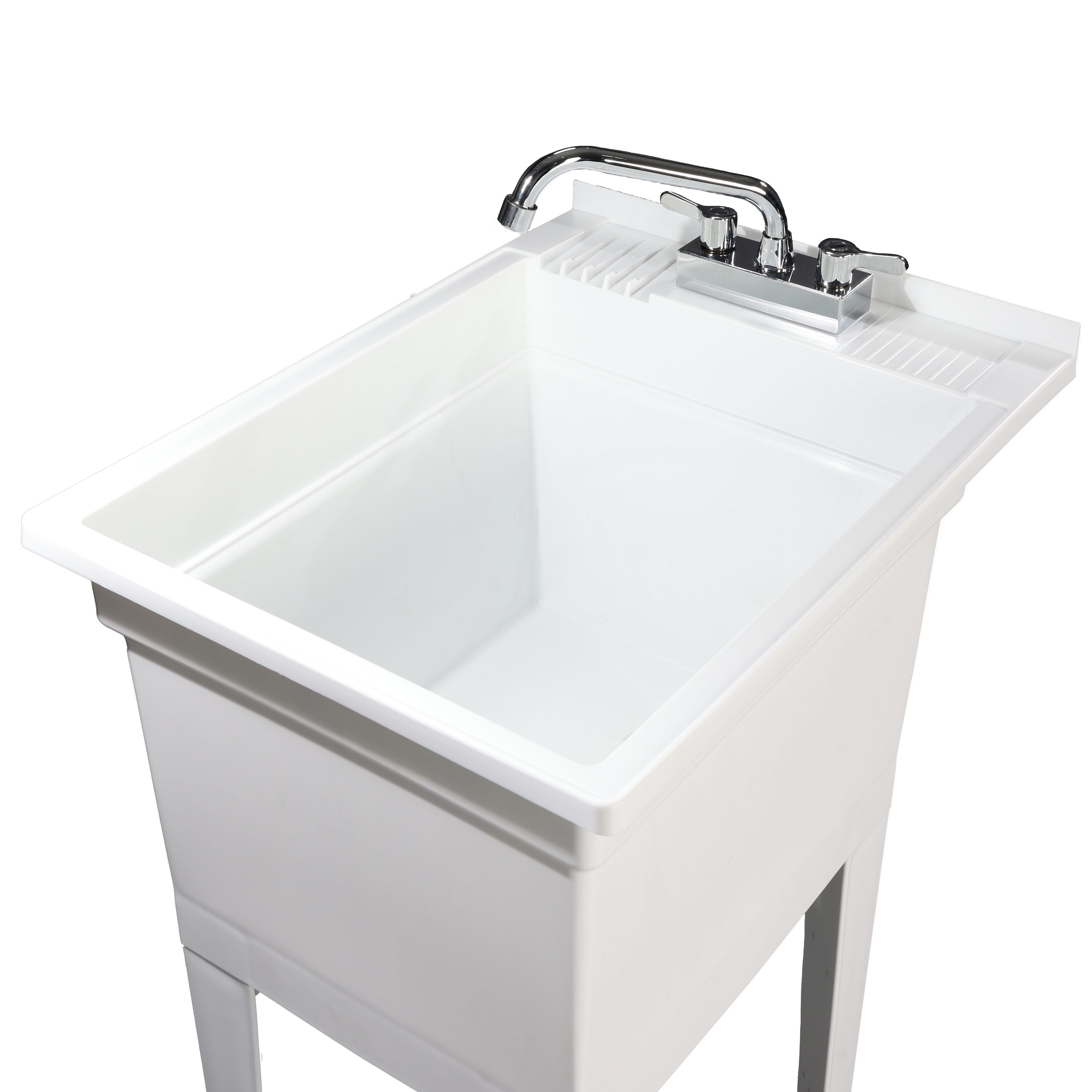 Mustee 40-in x 24-in 1-Basin White Freestanding Utility Tub with Drain  Lowes.com