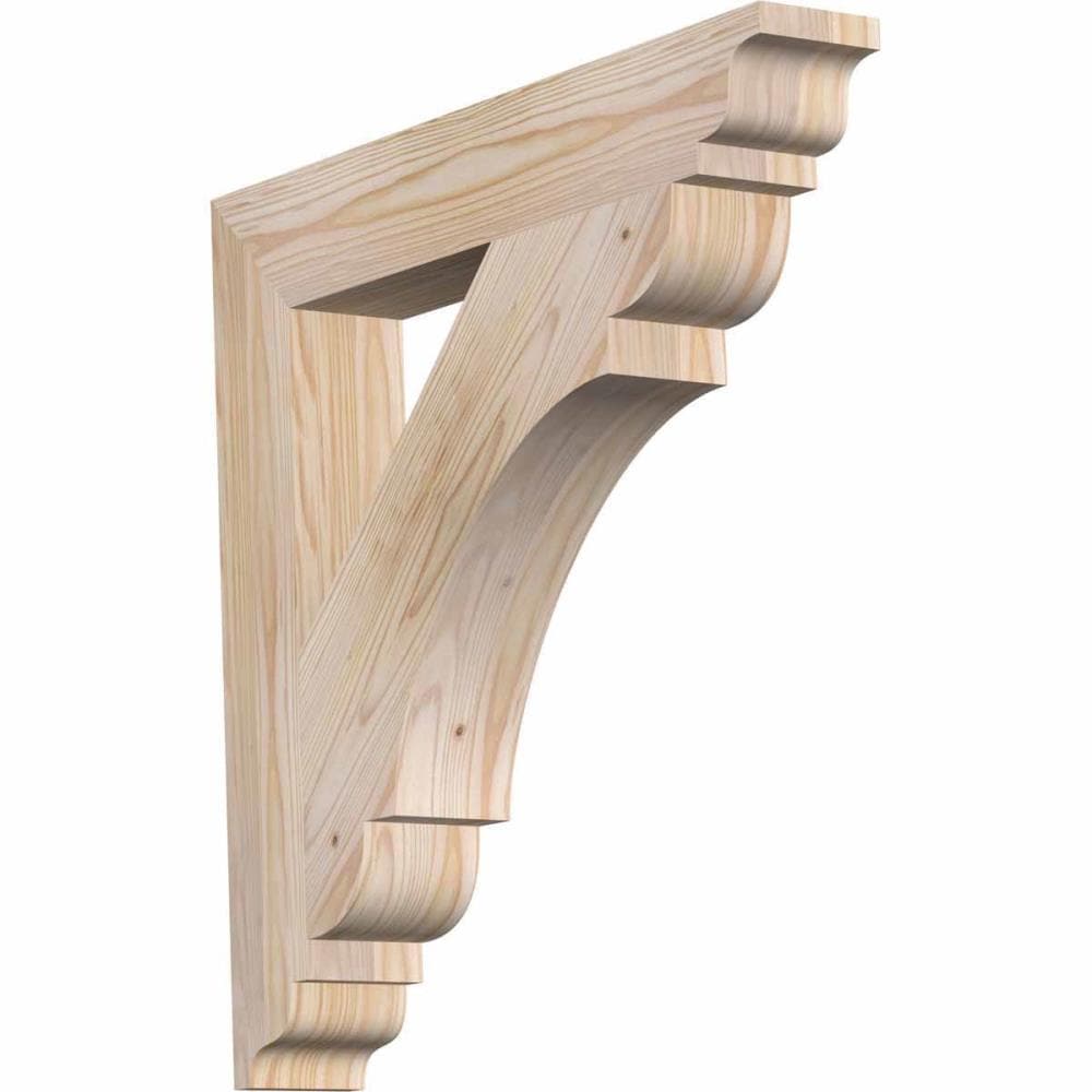 Ekena Millwork BKT04X24X24OLY01SDF Olympic traditional smooth 3-1/2-in x 24-in x 24-in Douglas fir Brown Wood Standard bracket