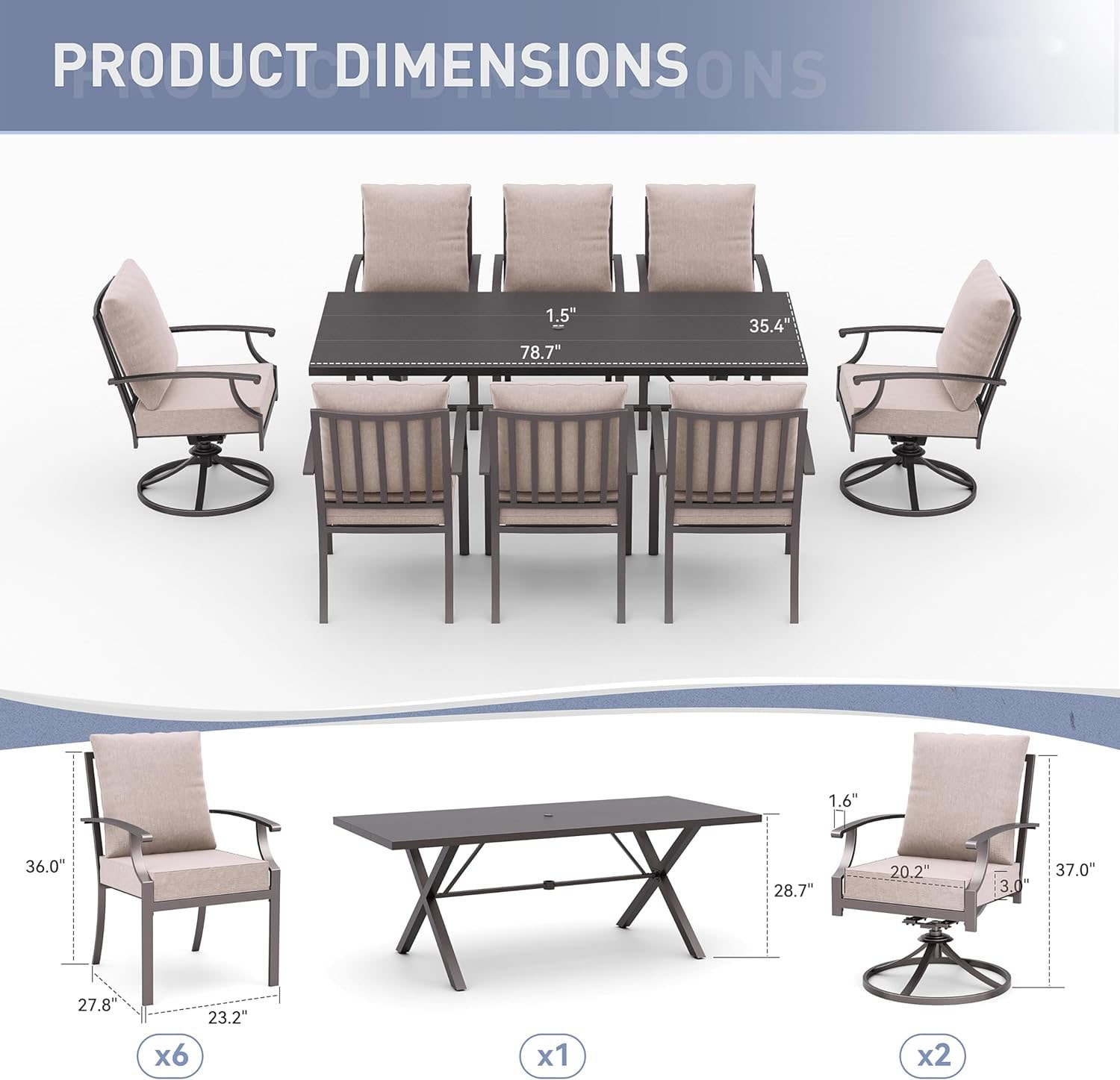 ALAULM LS-6&2DM-SAND Patio-Dining-Sets - View #8