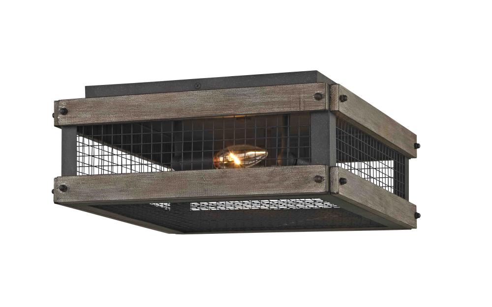 allen + roth WL-2059 Mercado 3-Light 14-in Textured Bronze Flush Mount Light