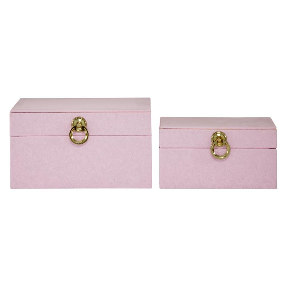 Grayson Lane 37327 2 -Pack Pink Leather Glam Decorative box