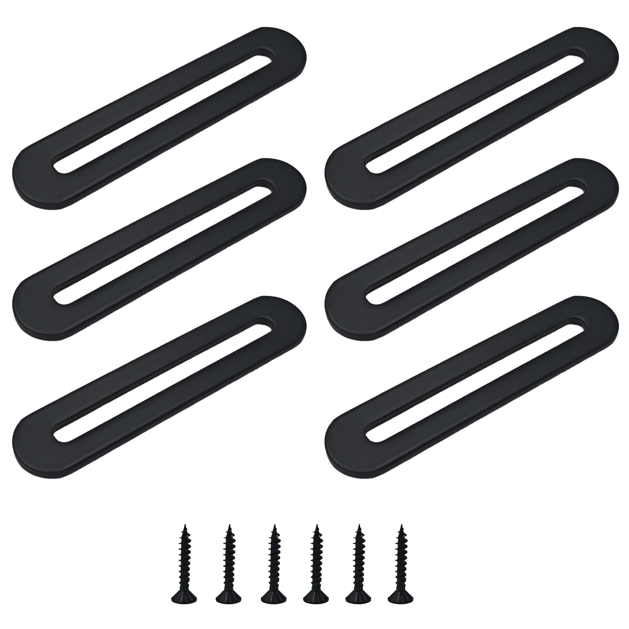 Phyfalip  Adjustable Flat Mending Plate 6PCS 90mm by 19mm Black Stainless Steel Straight Brace Brackets for Wood Furniture Repair and DIY