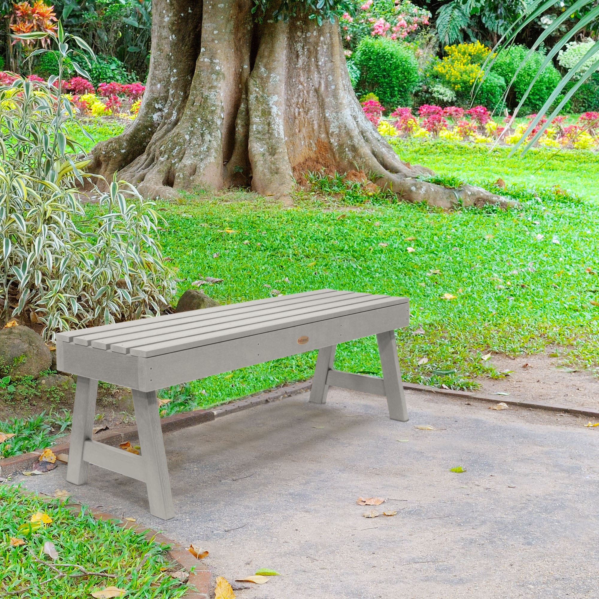 highwood AD-BENN4-HGR The Weatherly 46.13-in W x 16.69-in H Harbor Gray Plastic Dining Bench