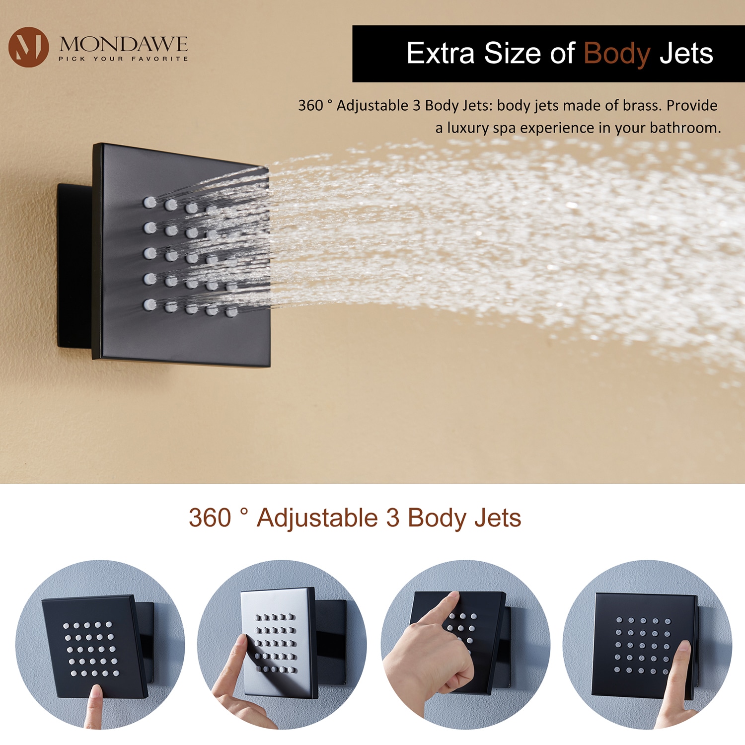 Mondawe WF-6369-22-B Showerhead-Bar-Panels - View #7
