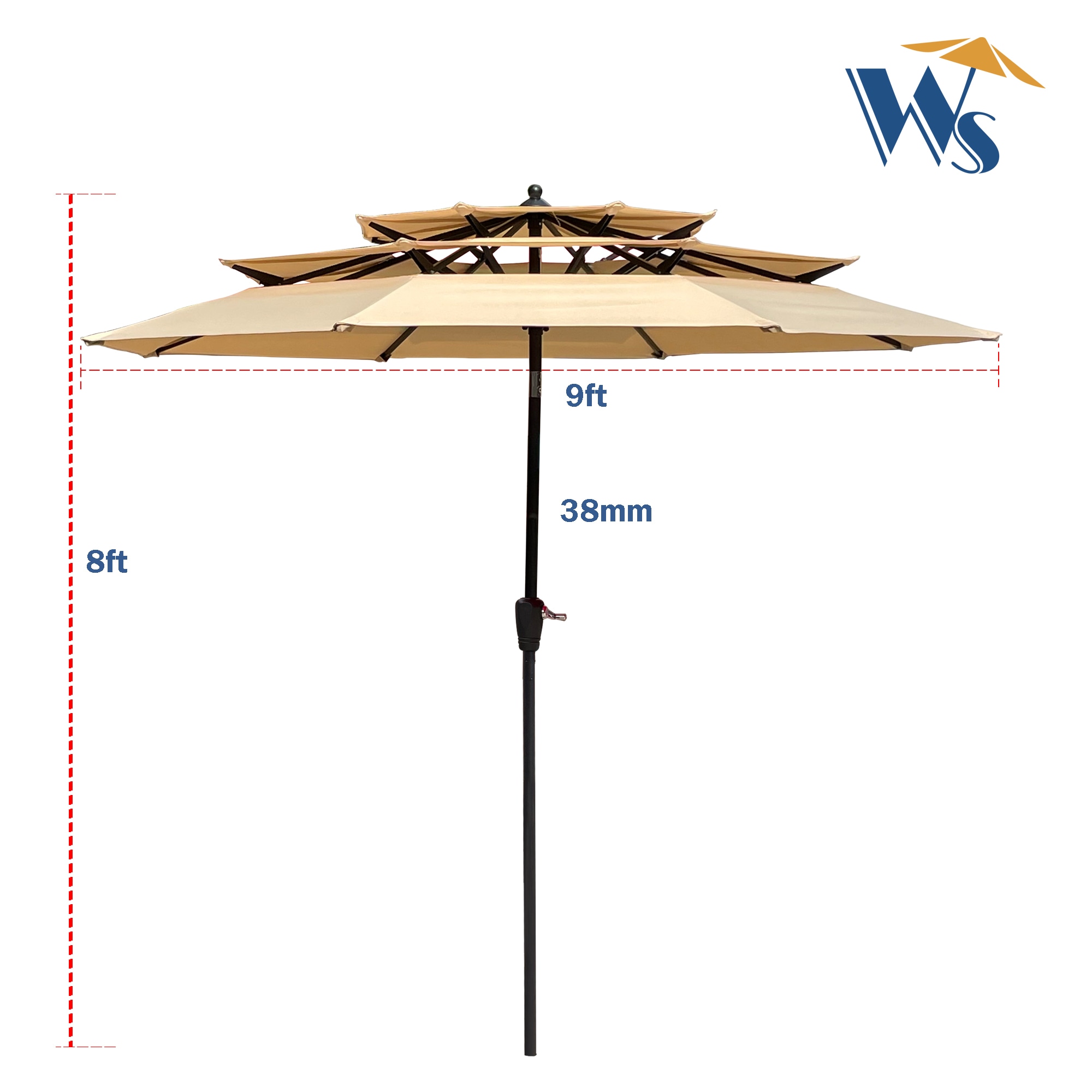 CESICIA 9-ft Steel Brown Market Patio Umbrella W225-OPS-224 at Lowes.com