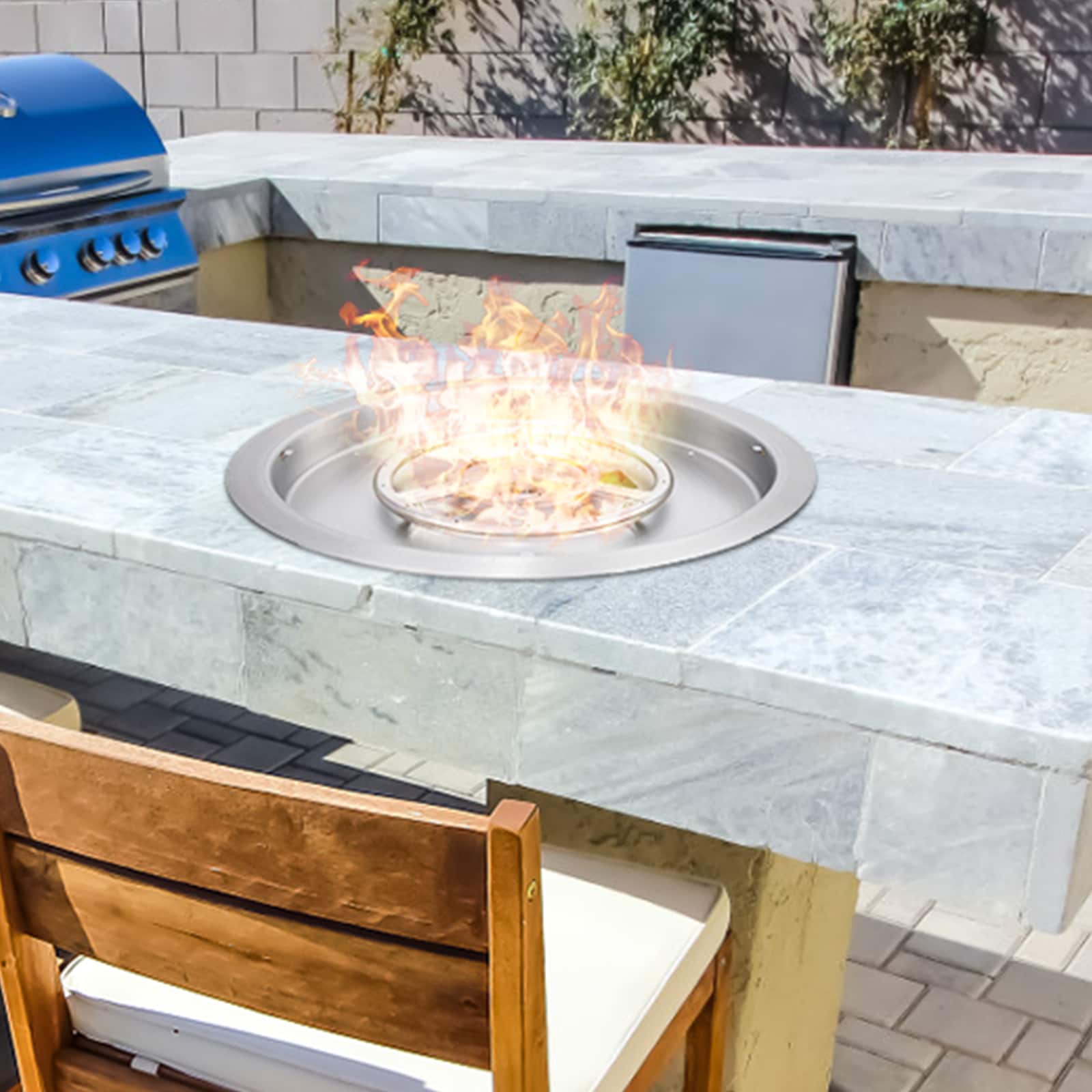VEVOR 22" Round Stainless Steel Fire Pit Burner with Lid