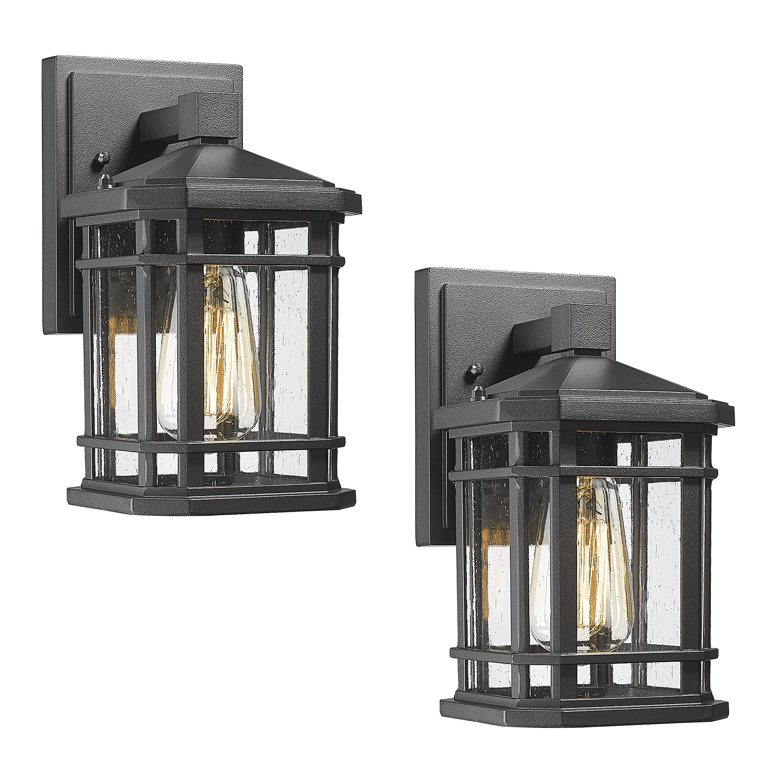 LTMATE LS4FW47B-2PK BK JAZAVA 2 -Pack 1 -Light 10-in H Matte Black Hardwired Outdoor Wall Light
