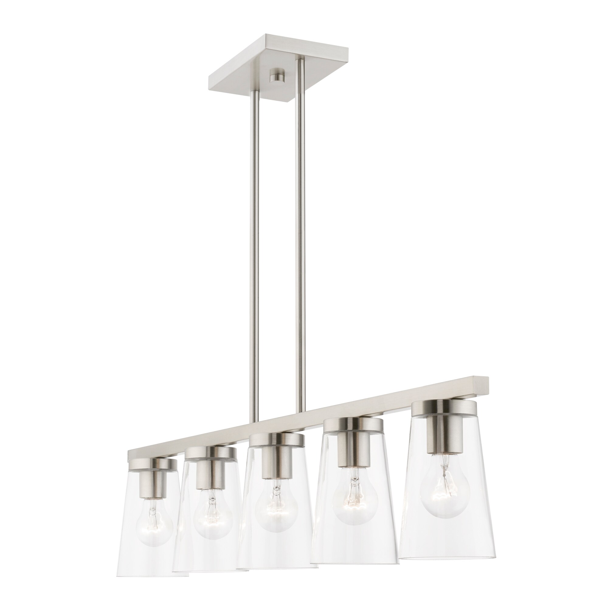 Brushed Nickel 5-Light Chandelier with Clear Glass Shades
