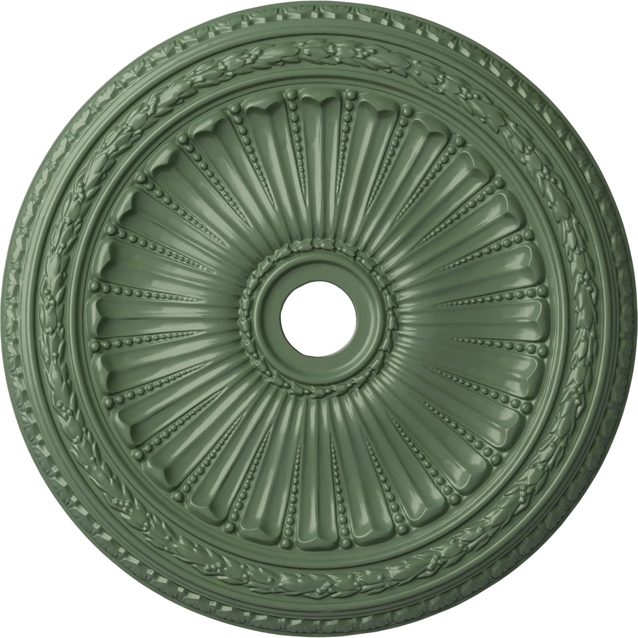 Ekena Millwork CM35VIAGF Viceroy 35.125-in W x 35.125-in L Painted Athenian Green Polyurethane Whole Ceiling Medallion
