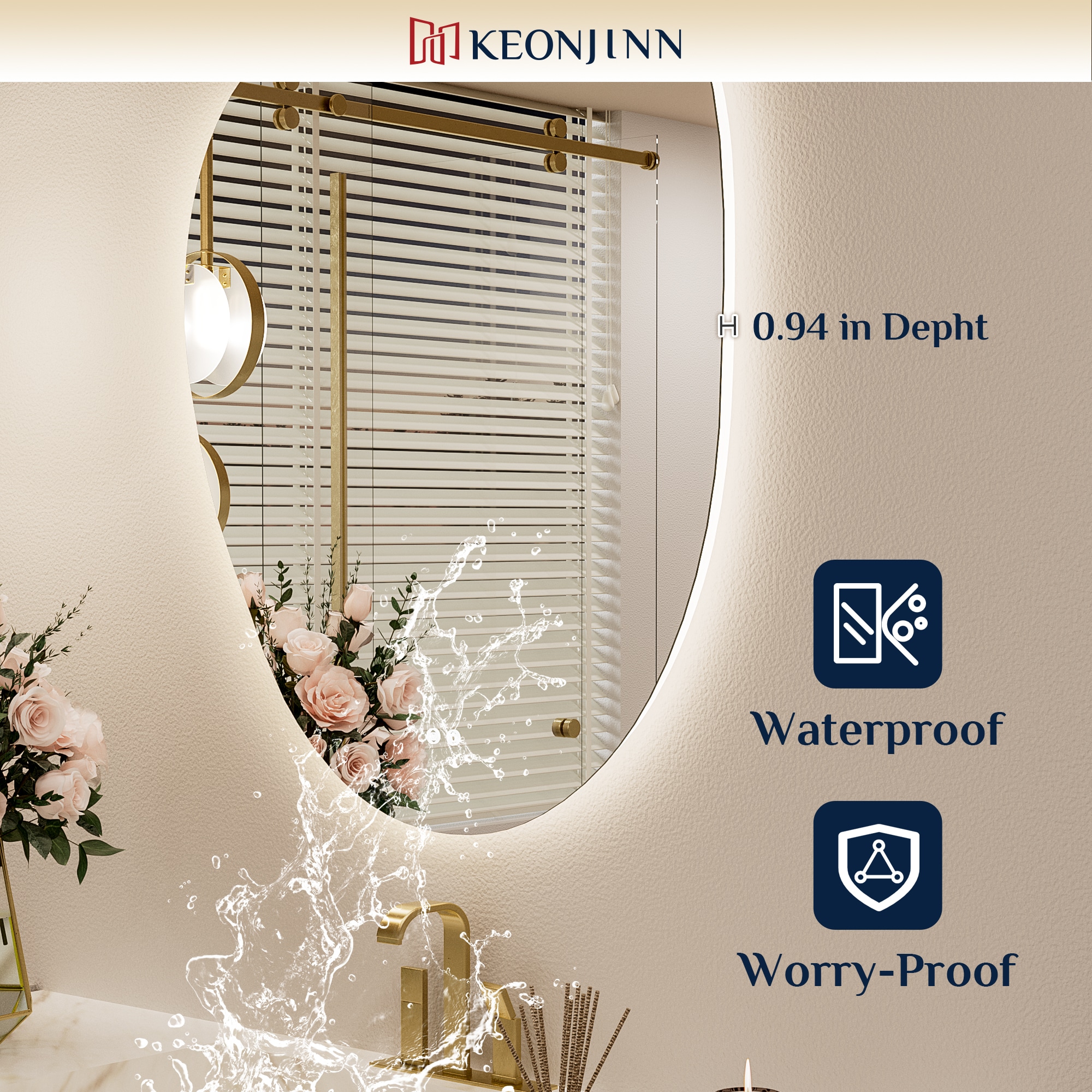 Keonjinn LW-DJ-BB-5576 Framed-Bath-Mirrors - View #6