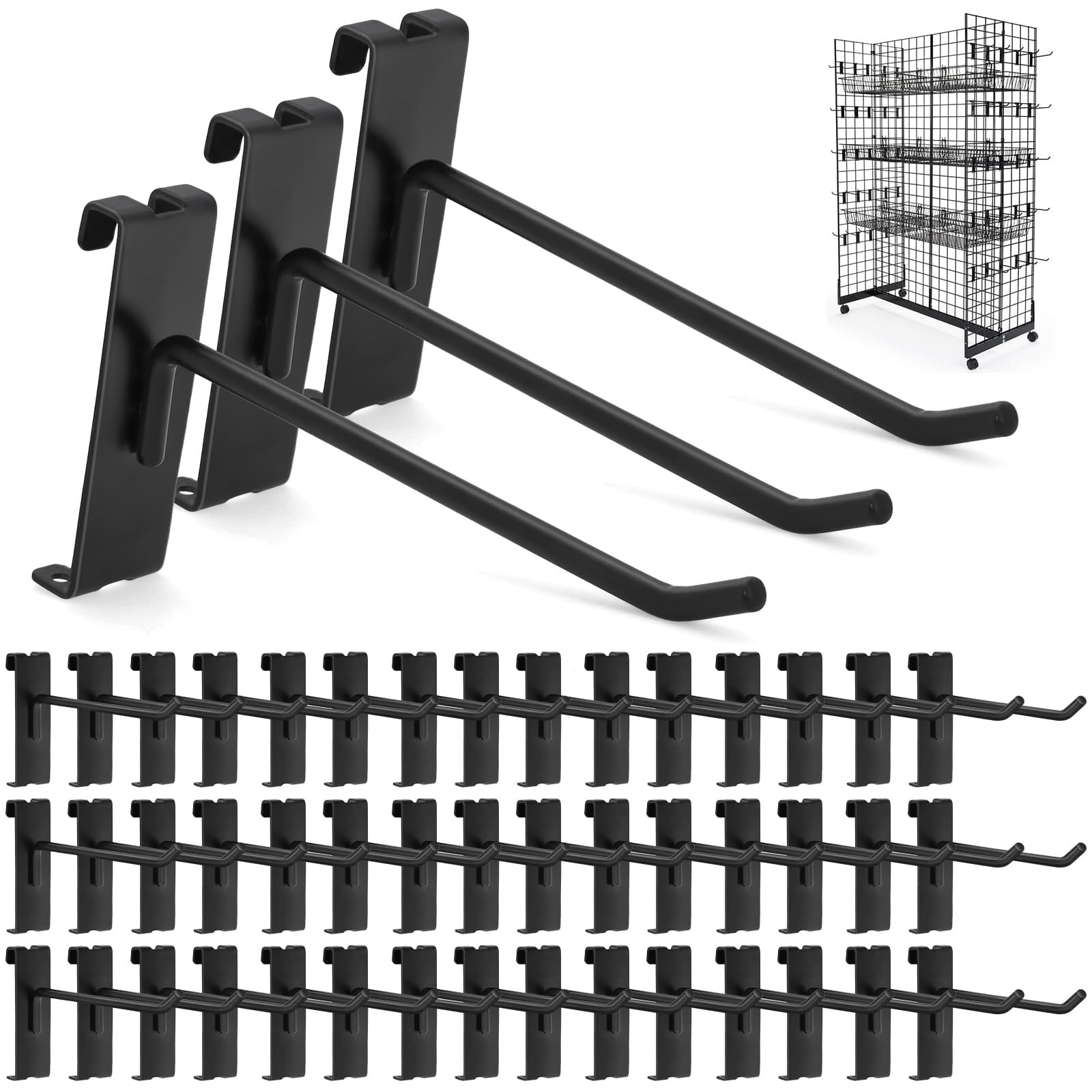 Etokfoks 60 piece 6 in black stainless steel gridwall hooks heavy duty ...