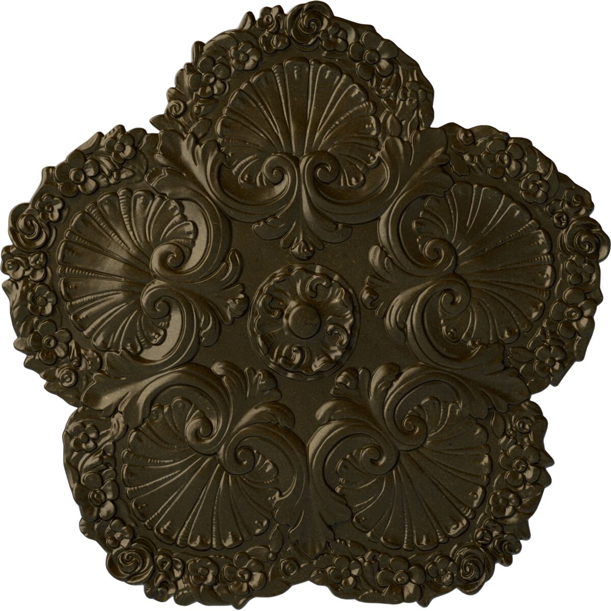 Ekena Millwork CM25SHGGS Shell 25.625-in W x 25.625-in L Painted Green Gold Polyurethane Whole Ceiling Medallion