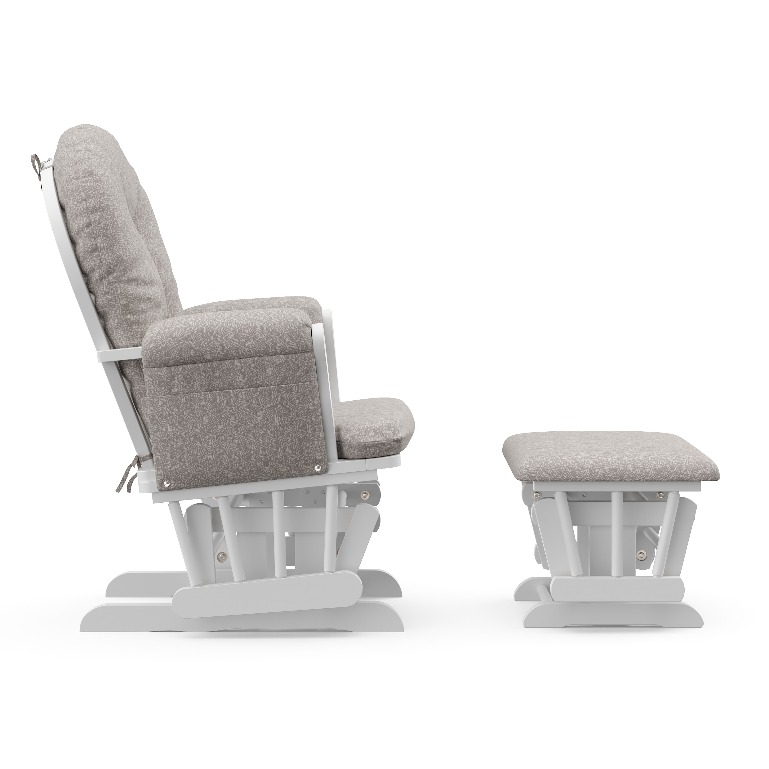 White and Taupe Swirl Glider with Ottoman Set
