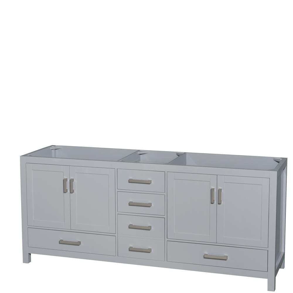 Wyndham Collection WCS141480DGYCXSXXMXX Sheffield 80-in Gray with Brushed Chrome Trim Bathroom Vanity Base Cabinet without Top