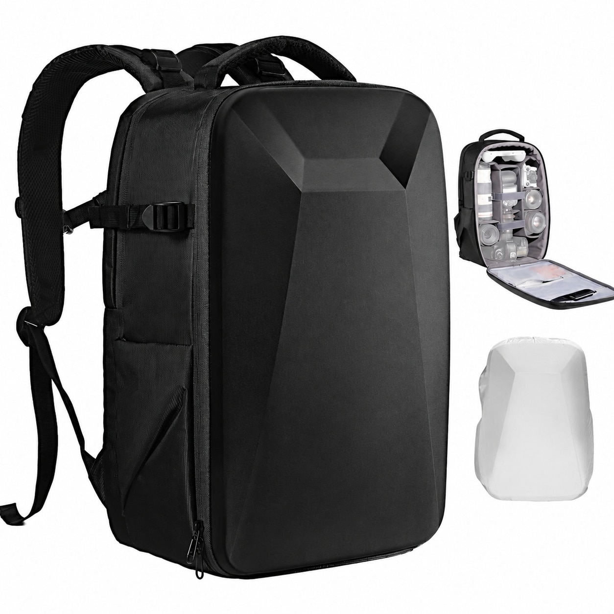 Phyfalip  Hardshell Camera Backpack with Laptop Compartment Fits DSLR Mirrorless Cameras and Drones 17.3 x 11 x 7 inches Waterproof Protective