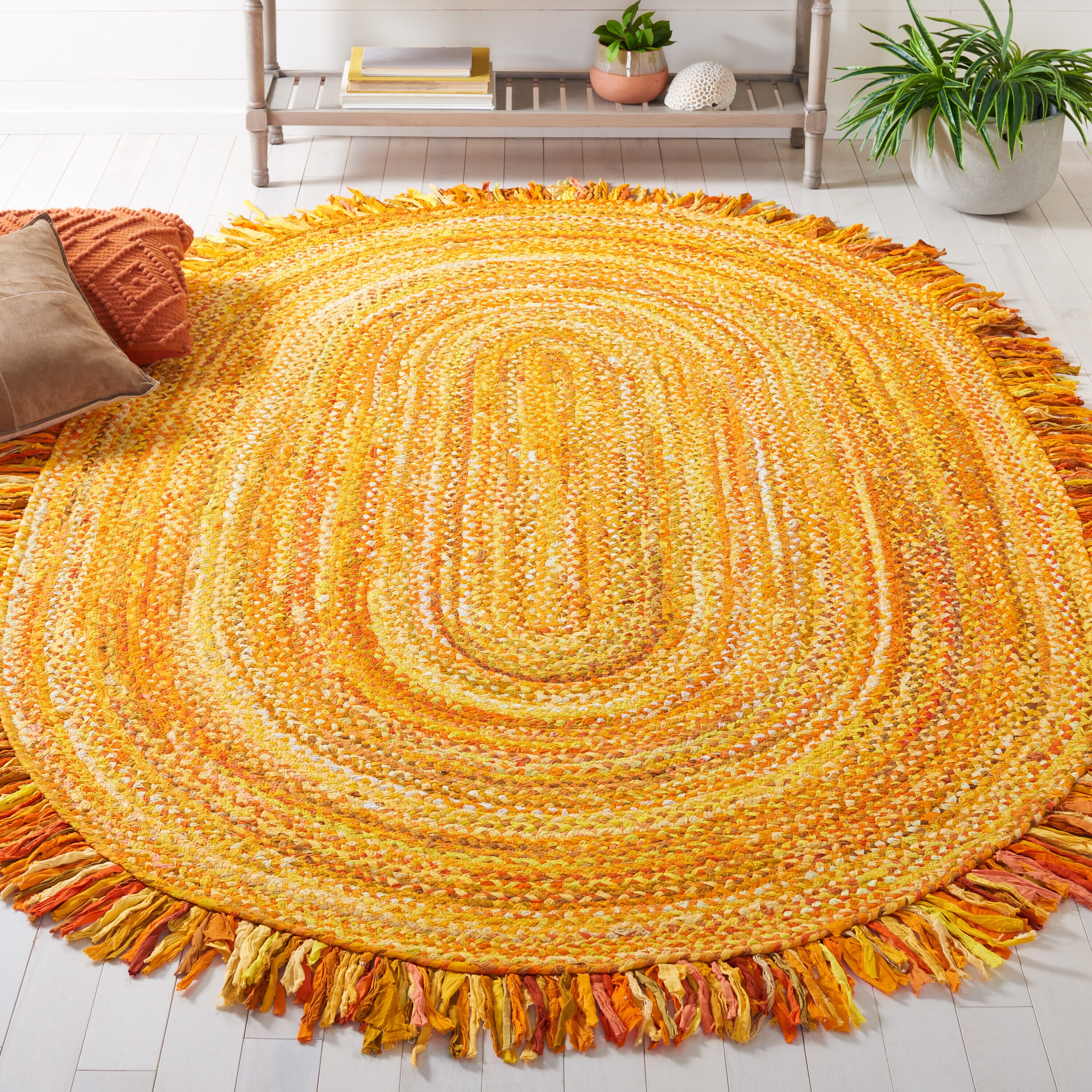  Braided 451 Gold Bohemian 5ft x 8ft Oval Rug