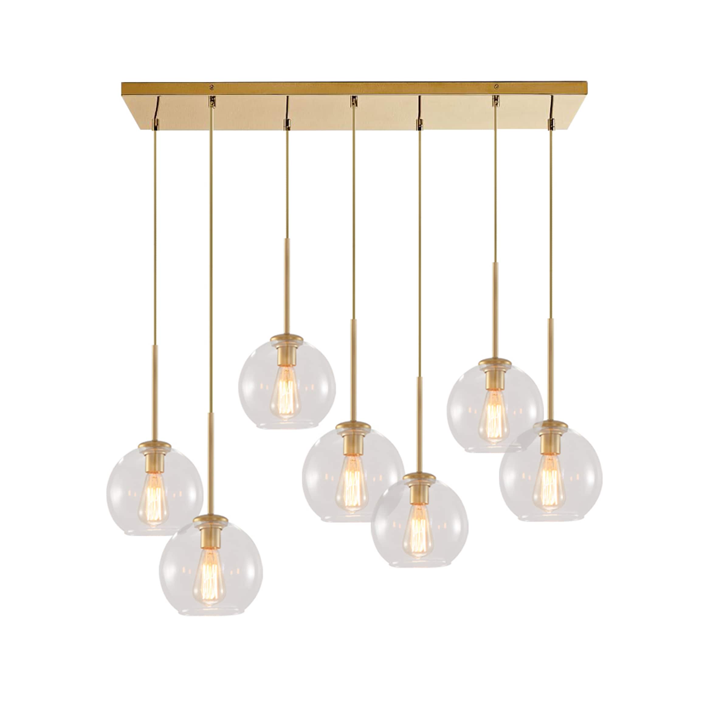 HUOKU PD1007411 REVERSO 7 -Light Satin Gold Modern/contemporary For Use in Bedrooms, Dining Rooms, Foyers, Kitchens, Living Rooms Chandelier