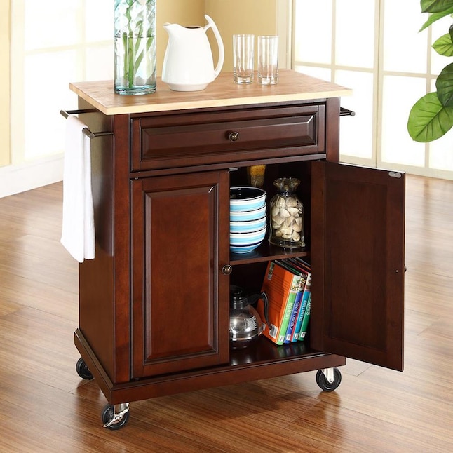 Crosley Furniture Brown Composite Base with Wood Top Kitchen Island (18-in x 28-in x 36-in) Crosley Furniture Brown Composite Base with Wood Top Kitchen Island (18-in x 28-in x 36-in)