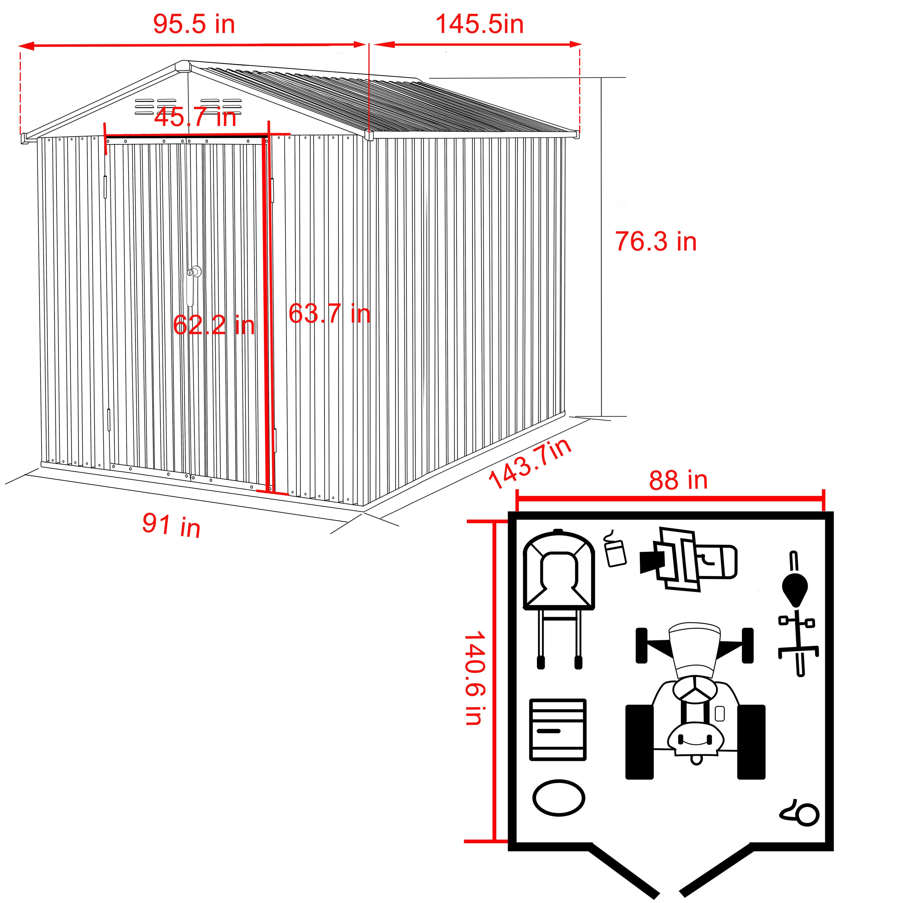 VEIKOUS PG0301-13-11 Metal-Storage-Buildings-Sheds - View #2