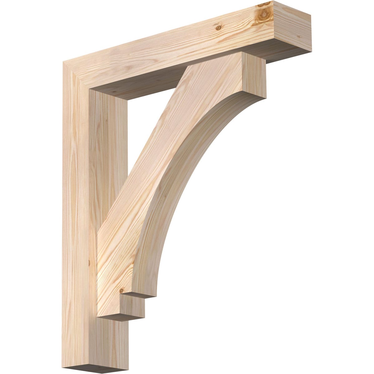 Ekena Millwork 1462950 Imperial Block Smooth Bracket with Offset Brace Douglas Fir Wood Standard Bracket