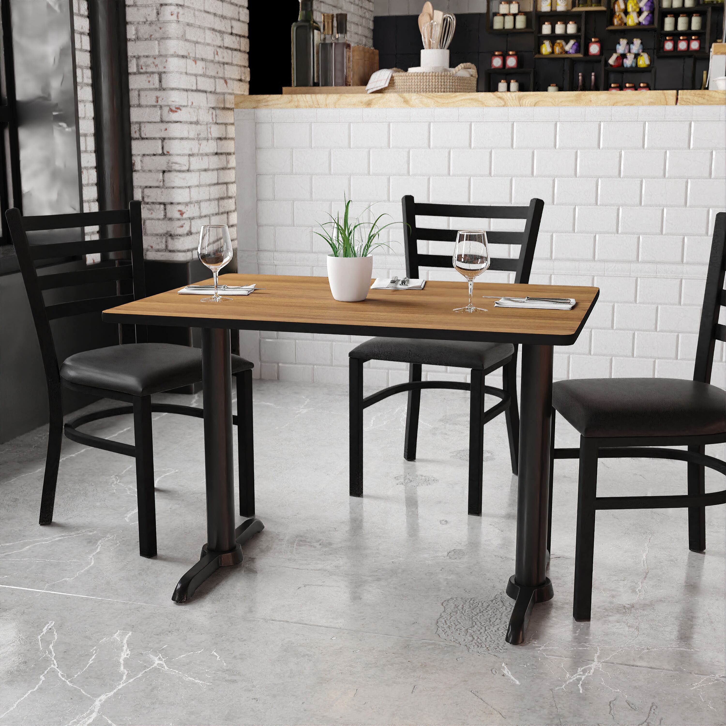 Flash Furniture 889142007913 Walnut Contemporary/Modern Dining Table, Wood veneer with Black Metal 42-in L x 31.13-in H