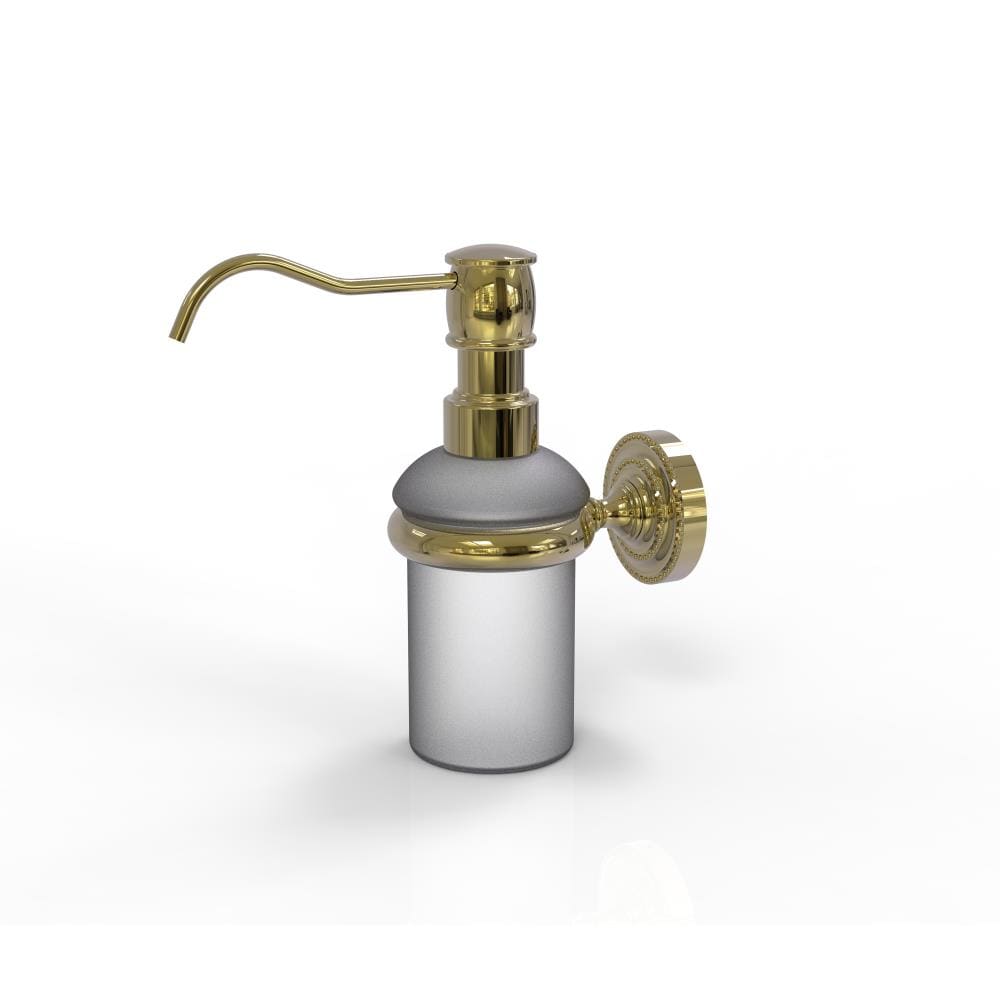 Allied Brass DT-60-UNL Dottingham Unlacquered Brass 5-oz. Capacity Wall-mount Soap and Lotion Dispenser