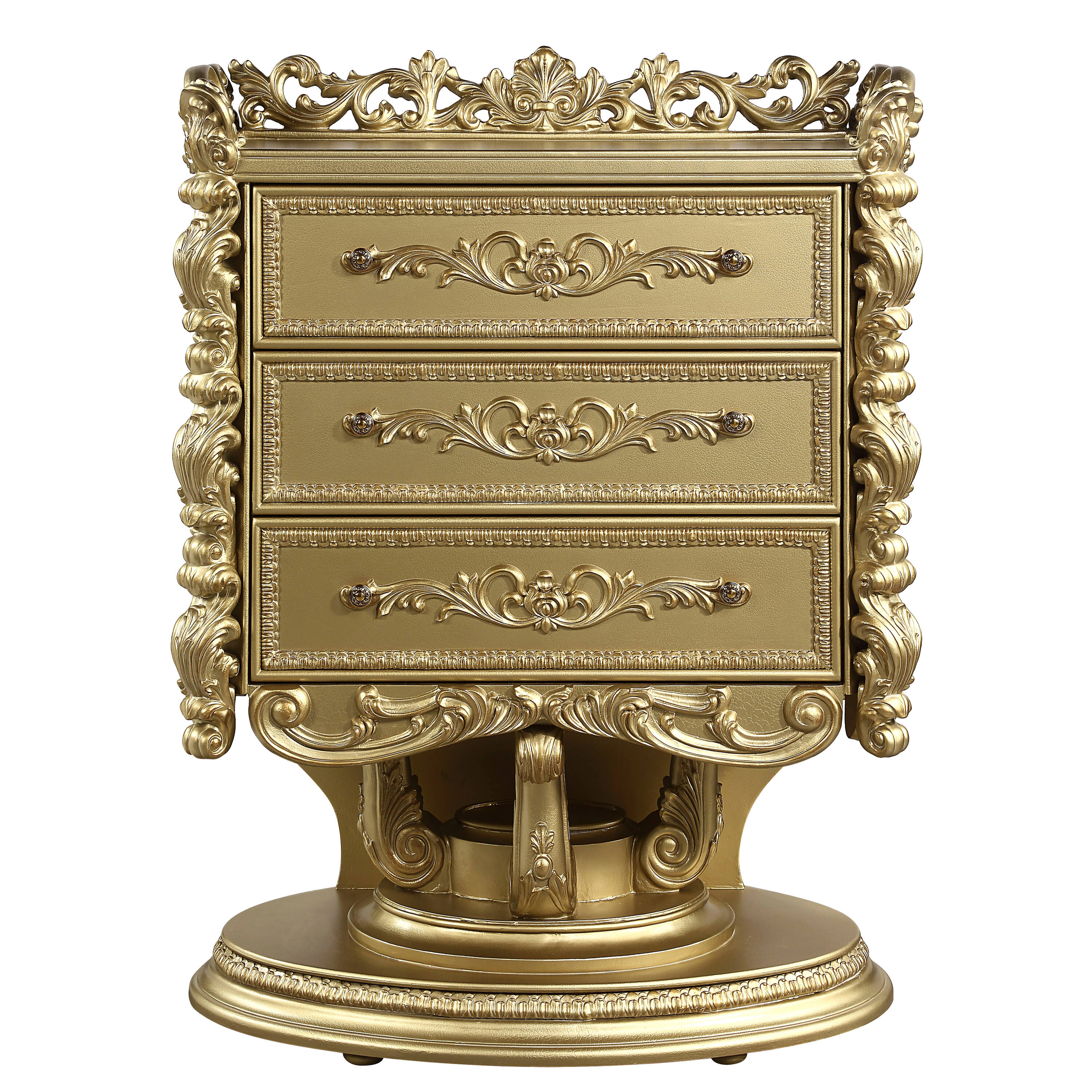 ACME FURNITURE Gold Finish 3-Drawer Accent Chest