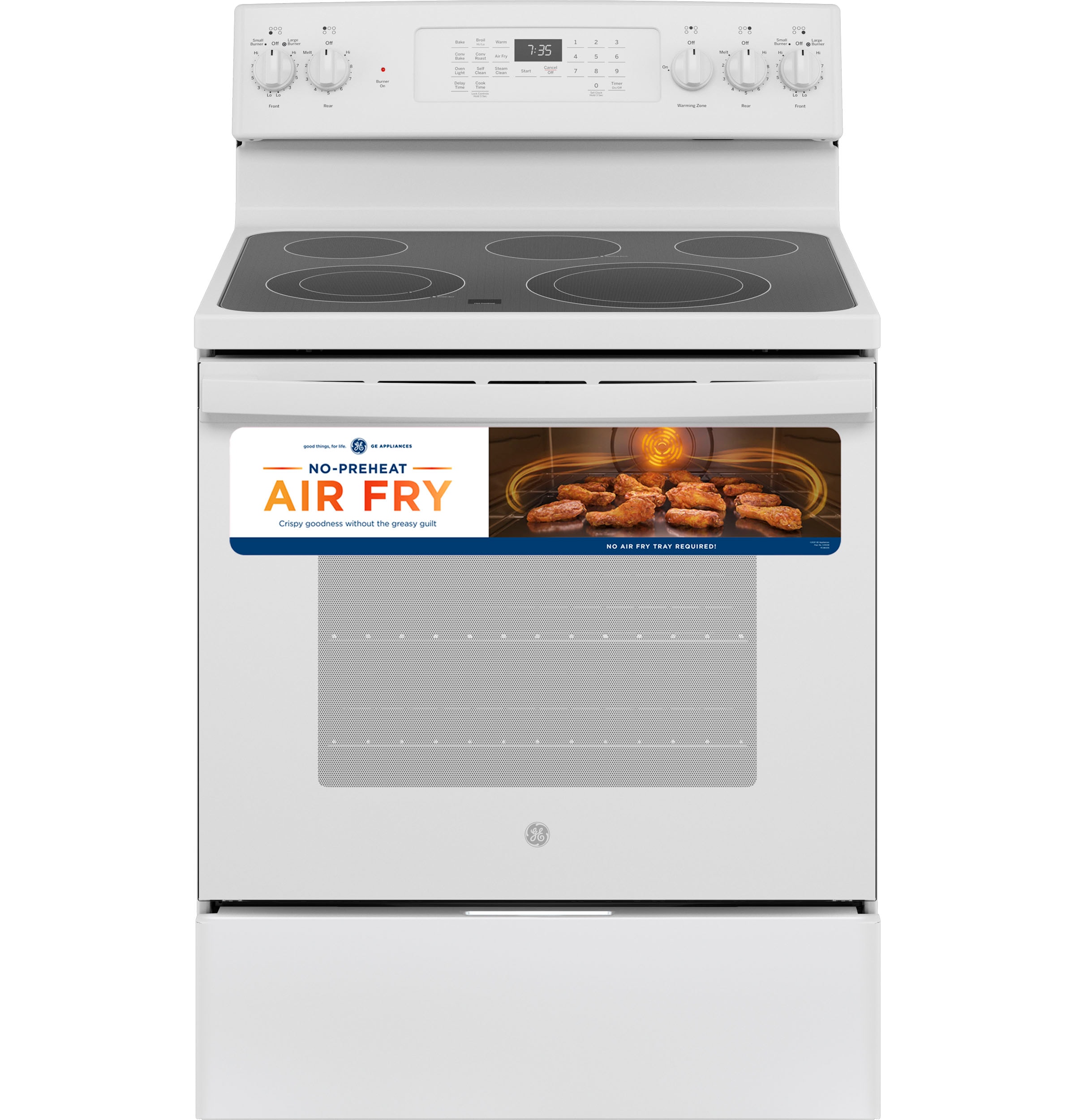 Whirlpool 30 in. 5.3 cu. ft. Oven Freestanding Electric Range with 4  Smoothtop Burners - White