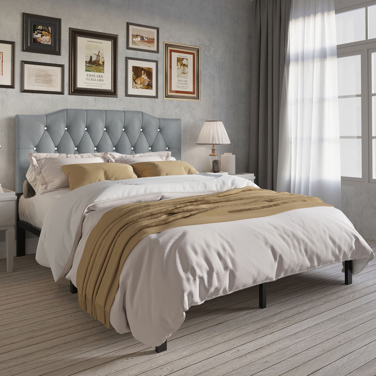 CasePiece C8357FPL-LGY-VV Light Grey Full Wood Platform Bed