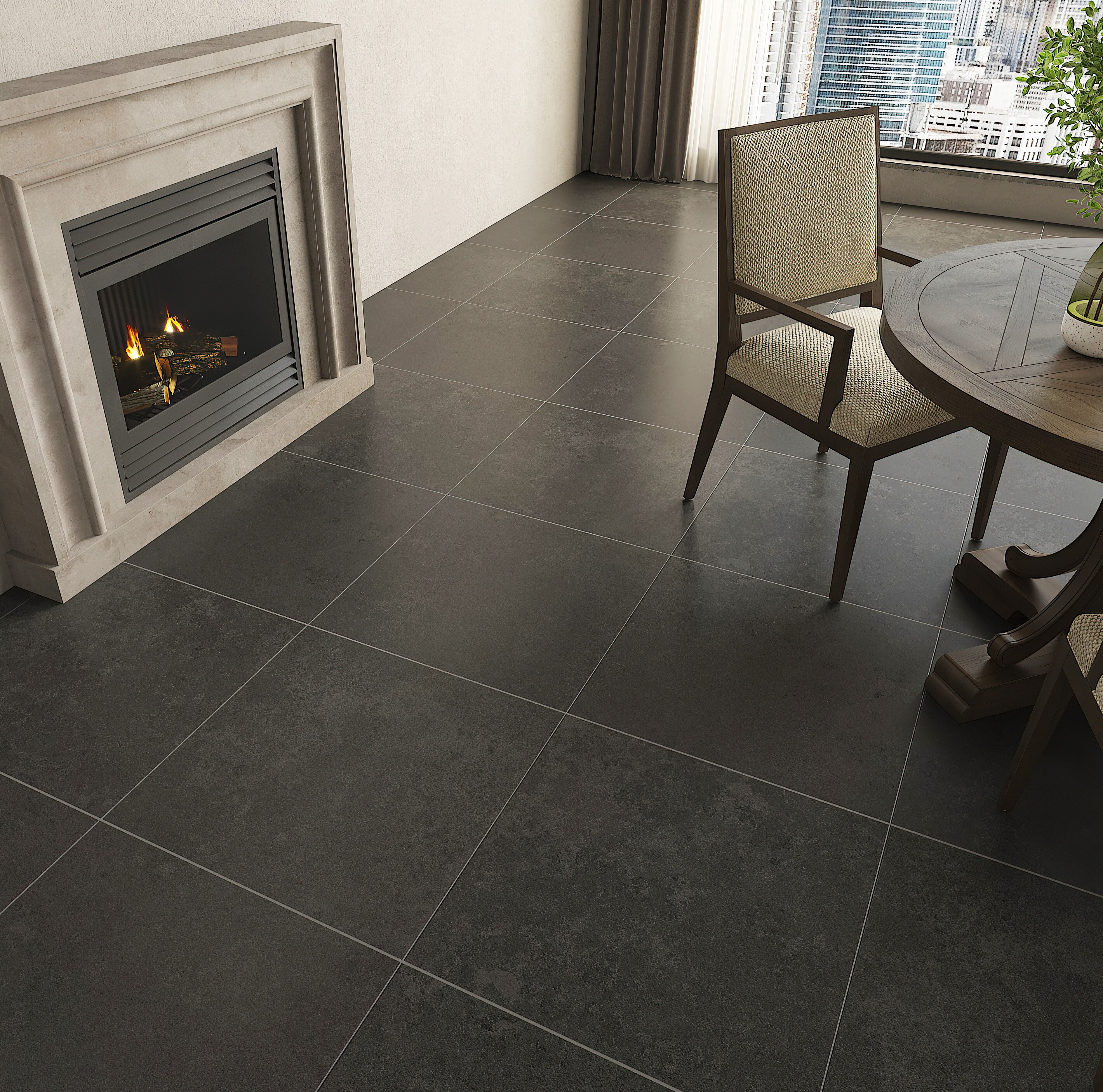 Giorbello (Sample) Melange Black 4-in x 12-in Matte Porcelain Stone ...