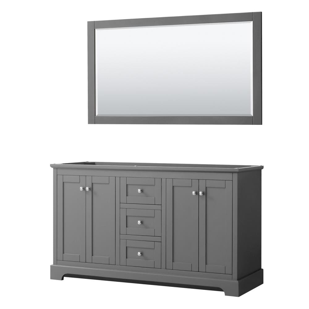 Wyndham Collection WCV232360DKGCXSXXM58 Avery 60-Inches Dark Gray with Polished Chrome Trim Bathroom Vanity Base Cabinet without Top (Mirror Included)