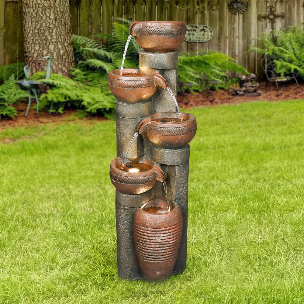 Watnature 39.7-in H Resin Water Tiered Outdoor Fountain Pump Included ...