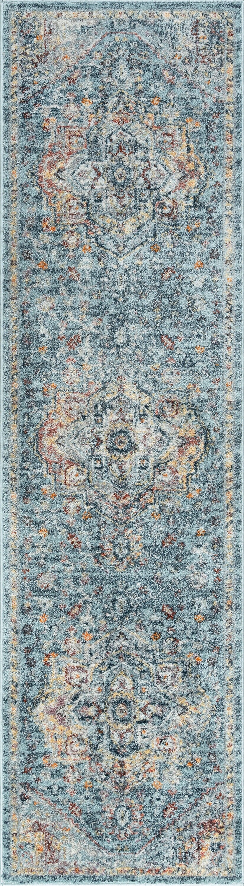 Tayse Wakefield 2 X 12 (ft) Gray Blue Indoor Runner Rug in the Rugs ...