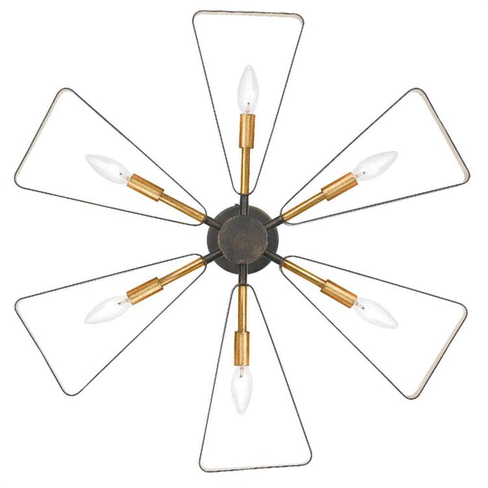 Elegant English Bronze & Antique Gold Crystal Chandelier, 6-Light