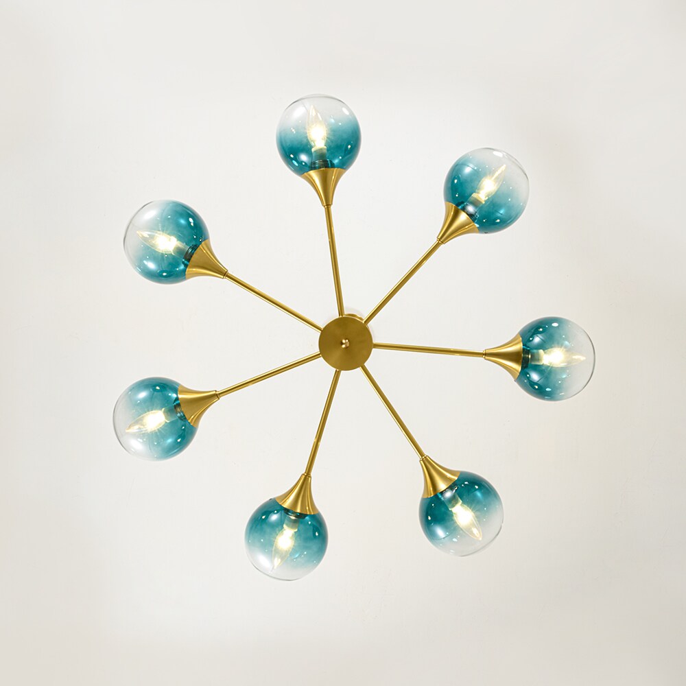 Wonderindoor 7-Light Branch-Style Chandeliers with Gradient Blue Glass ...