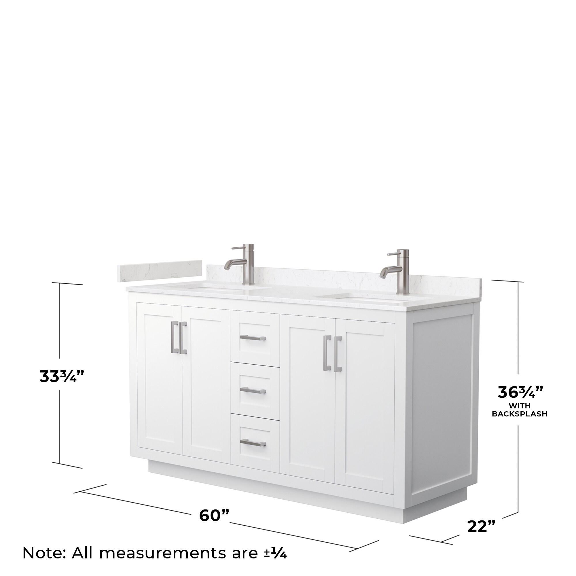 Miranda 60" White Marble Double Bathroom Vanity