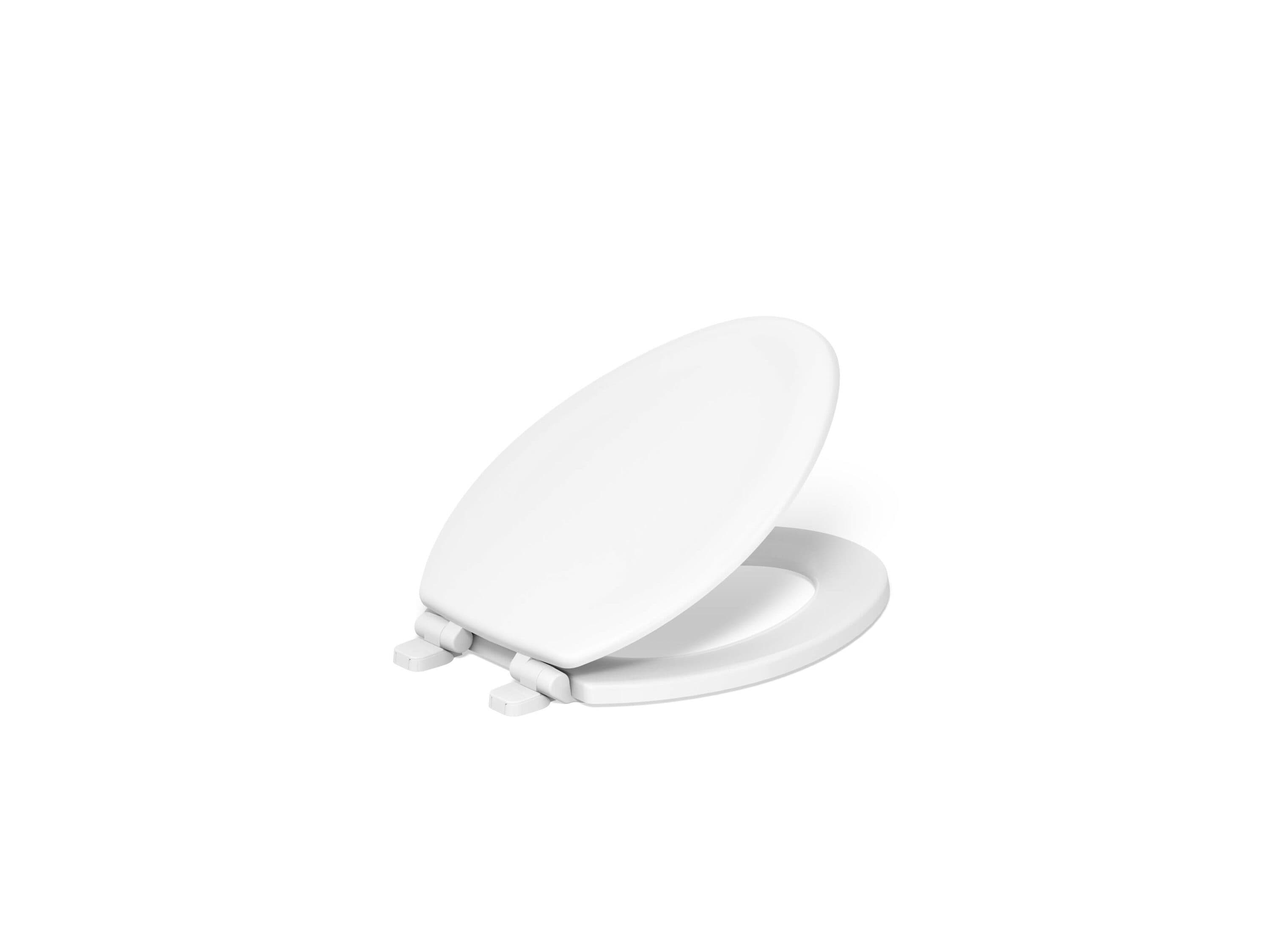 KOHLER K-20466-0 Stonewood Wood White Elongated Soft Close Toilet Seat