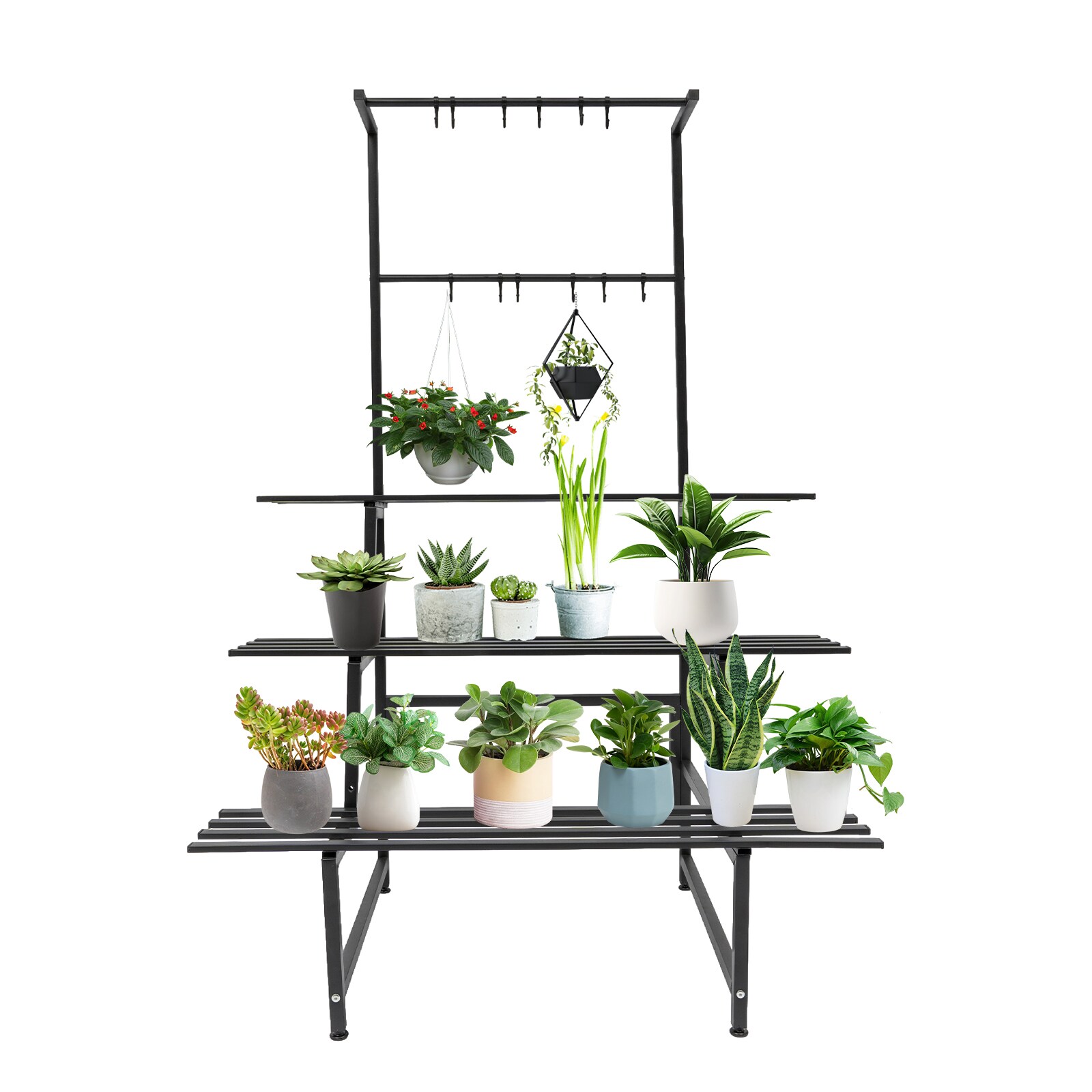 CNCEST YLJHAS2NWDZJ8 60.63-Inches H x 24.41-Inches W 3-Tier Carbon Steel Indoor/Outdoor Novelty Steel Plant Stand