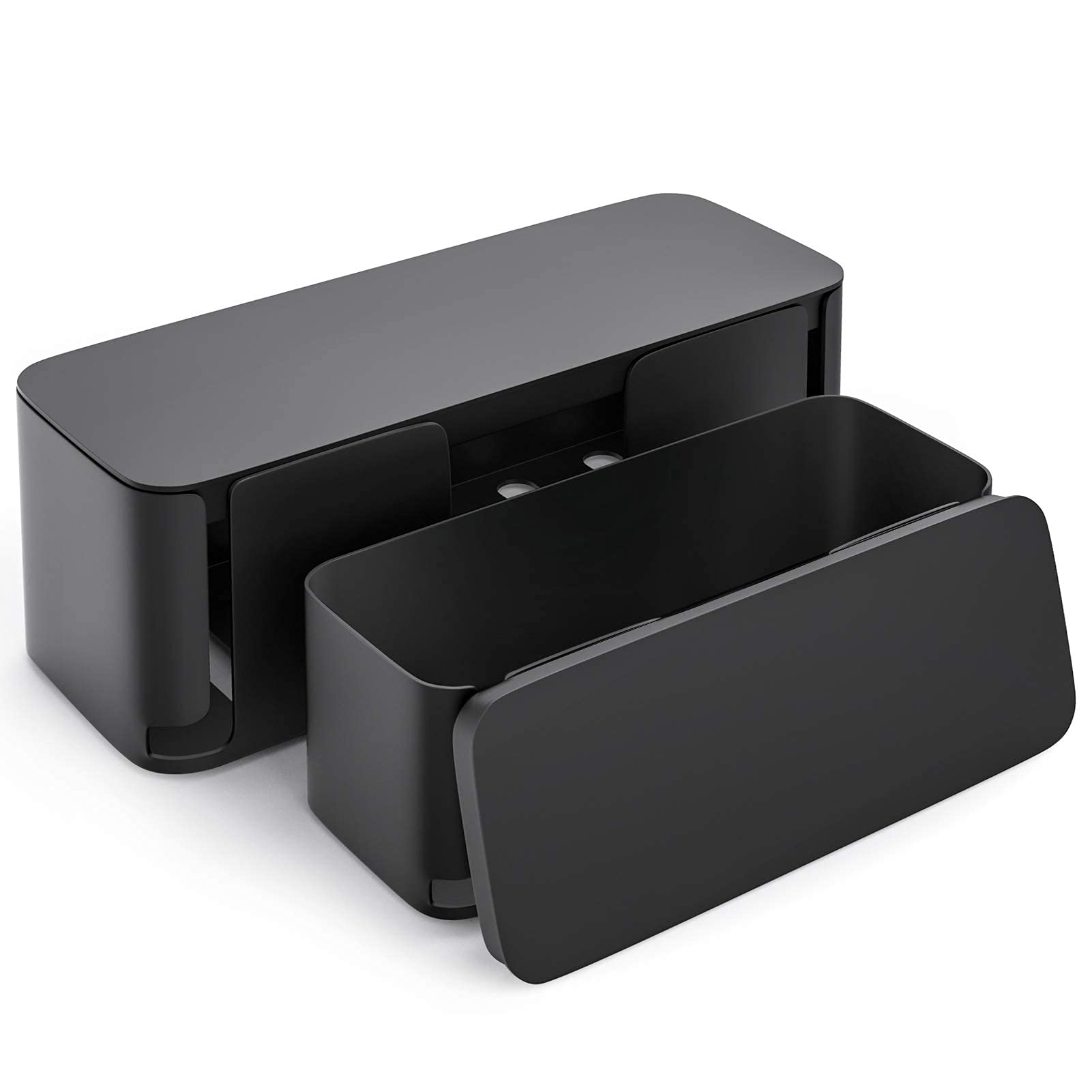 Phewnyzo  Cable Management Box Set Pet Friendly Cord Organizer for Home and Office Child Proof Floor Cord Cover Cord Hider Black