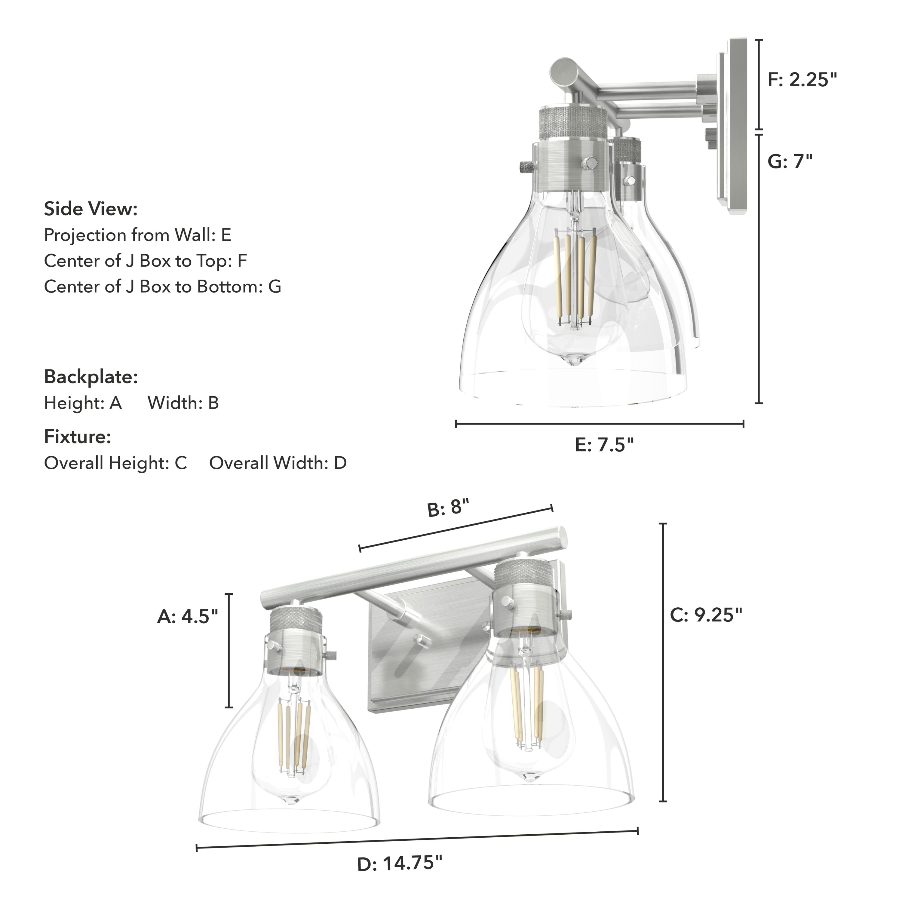 Hunter Van Nuys 14.75-in 2-Light Brushed Nickel LED Transitional Vanity ...