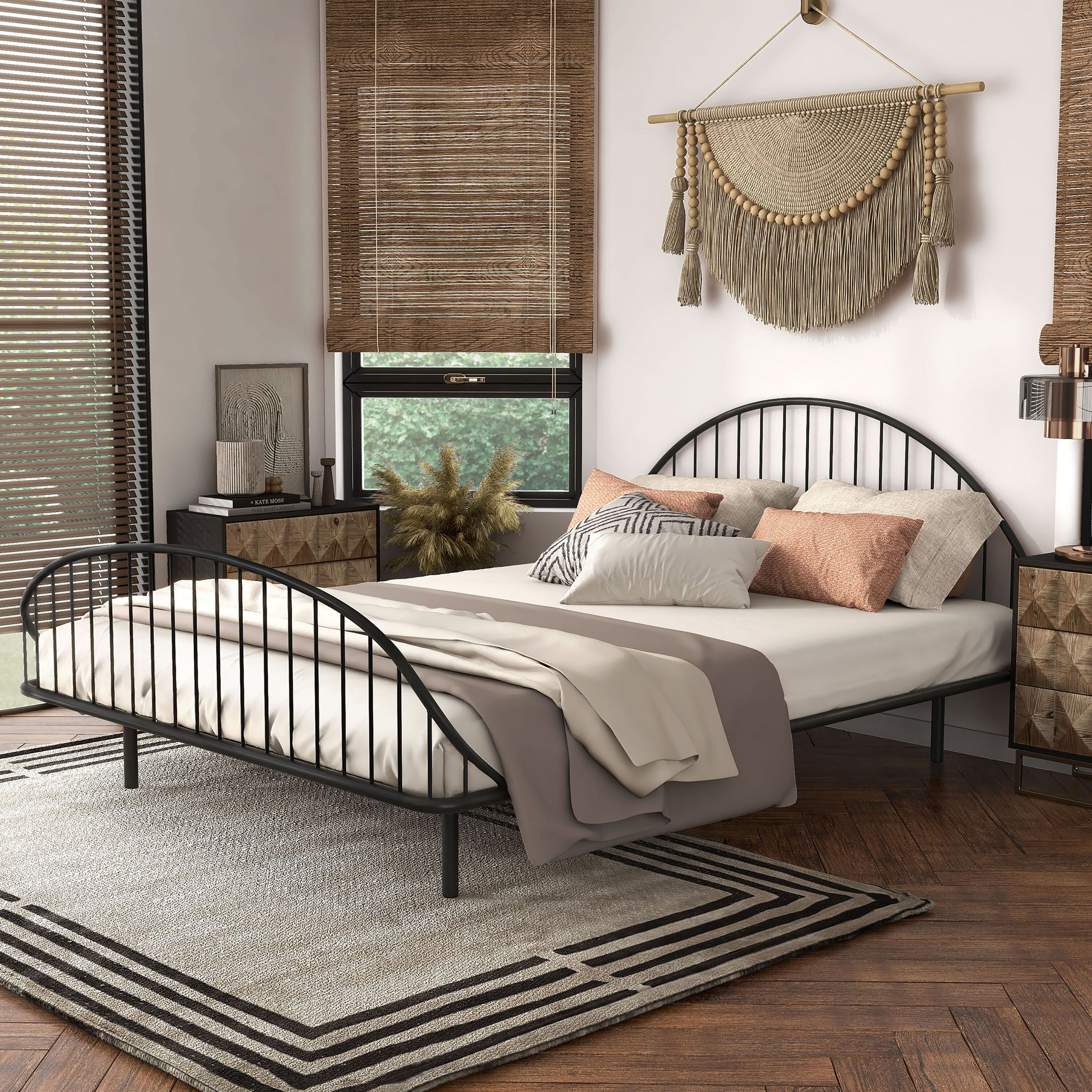 Furniture of America EC-7236BK-Q Thompson Black Queen Metal Platform Bed