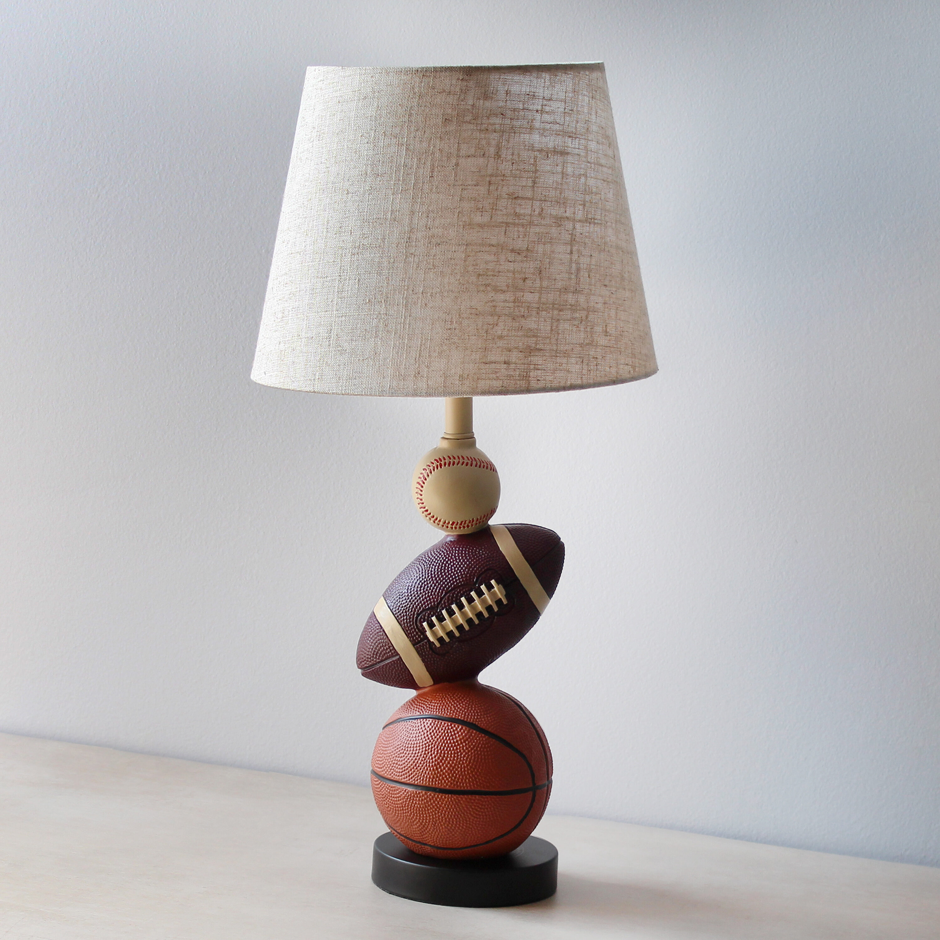 22" White Polyresin Sports Combo Table Lamp for Kids