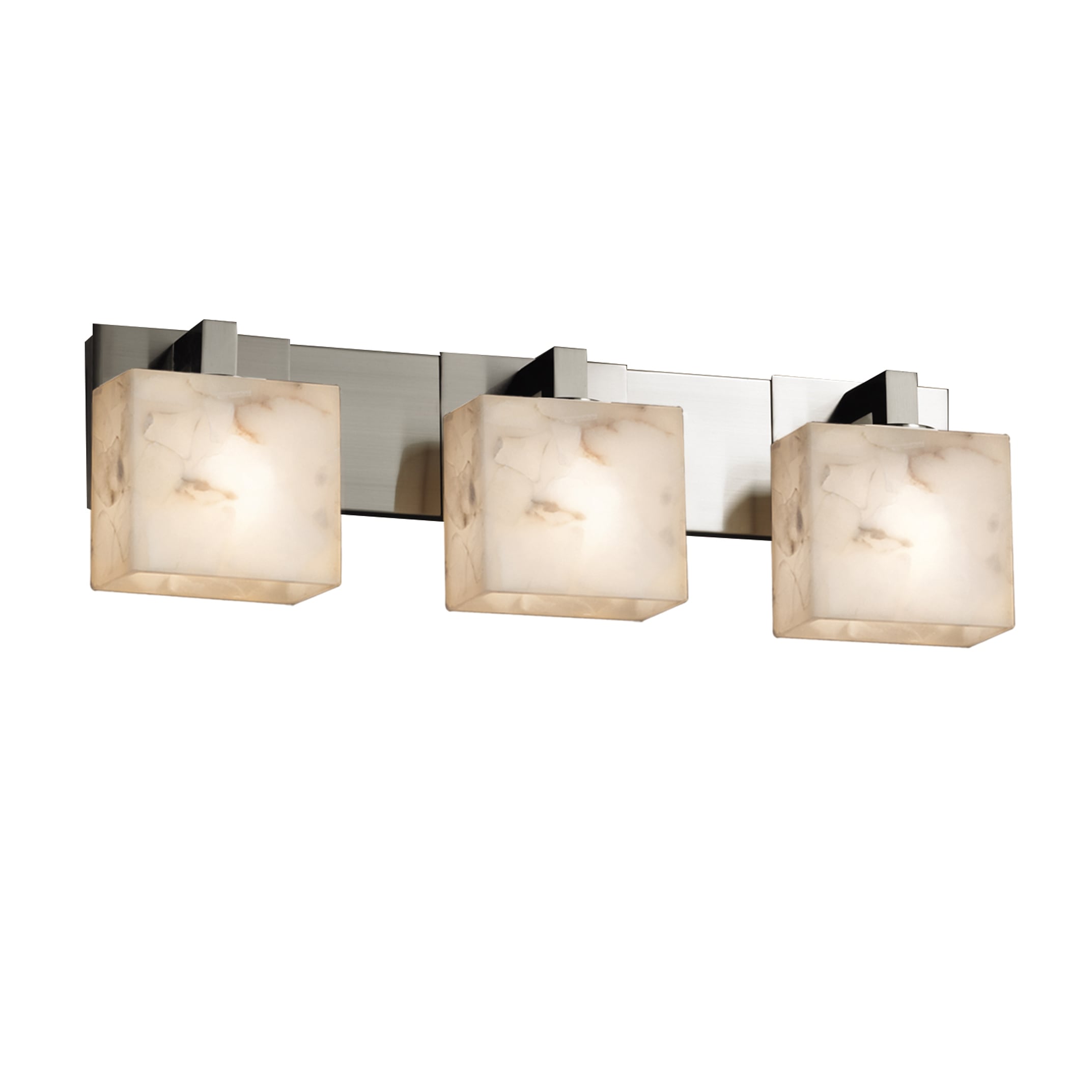 Justice Design Group ALR-8923-55-NC-LED3 Alabaster Rocks 27-in 3-Light Brushed Nickel LED Transitional Vanity Light