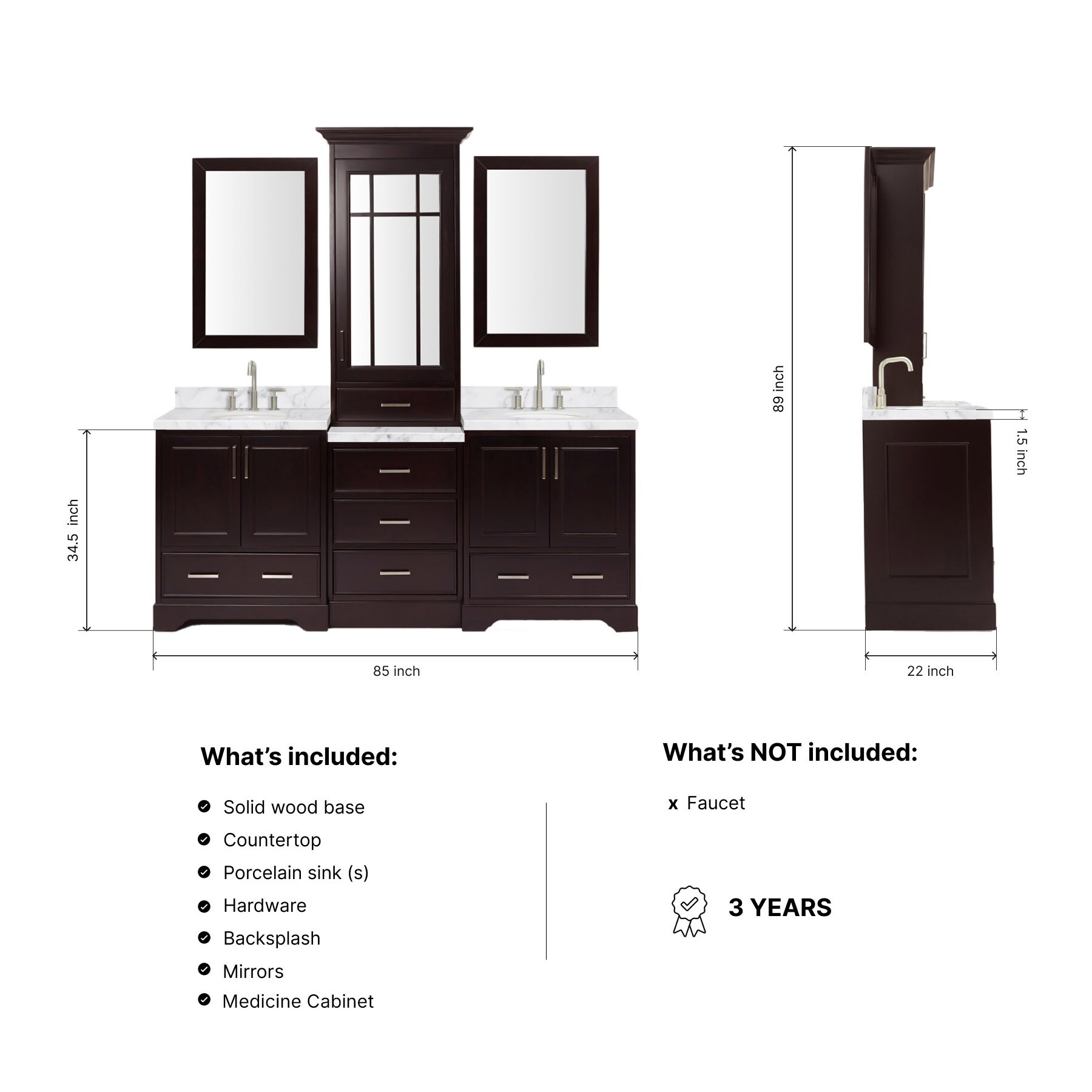 ARIEL M085DCWOESP Bath-Vanity-Combo - View #4