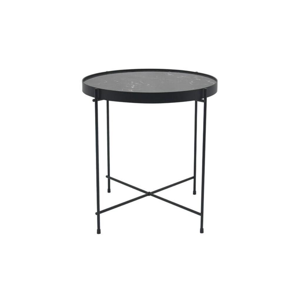CASAINC MA-TS-0011-2-NB-MBK 17-in W x 17-in H Black Glass Round Modern End Table Assembly Required
