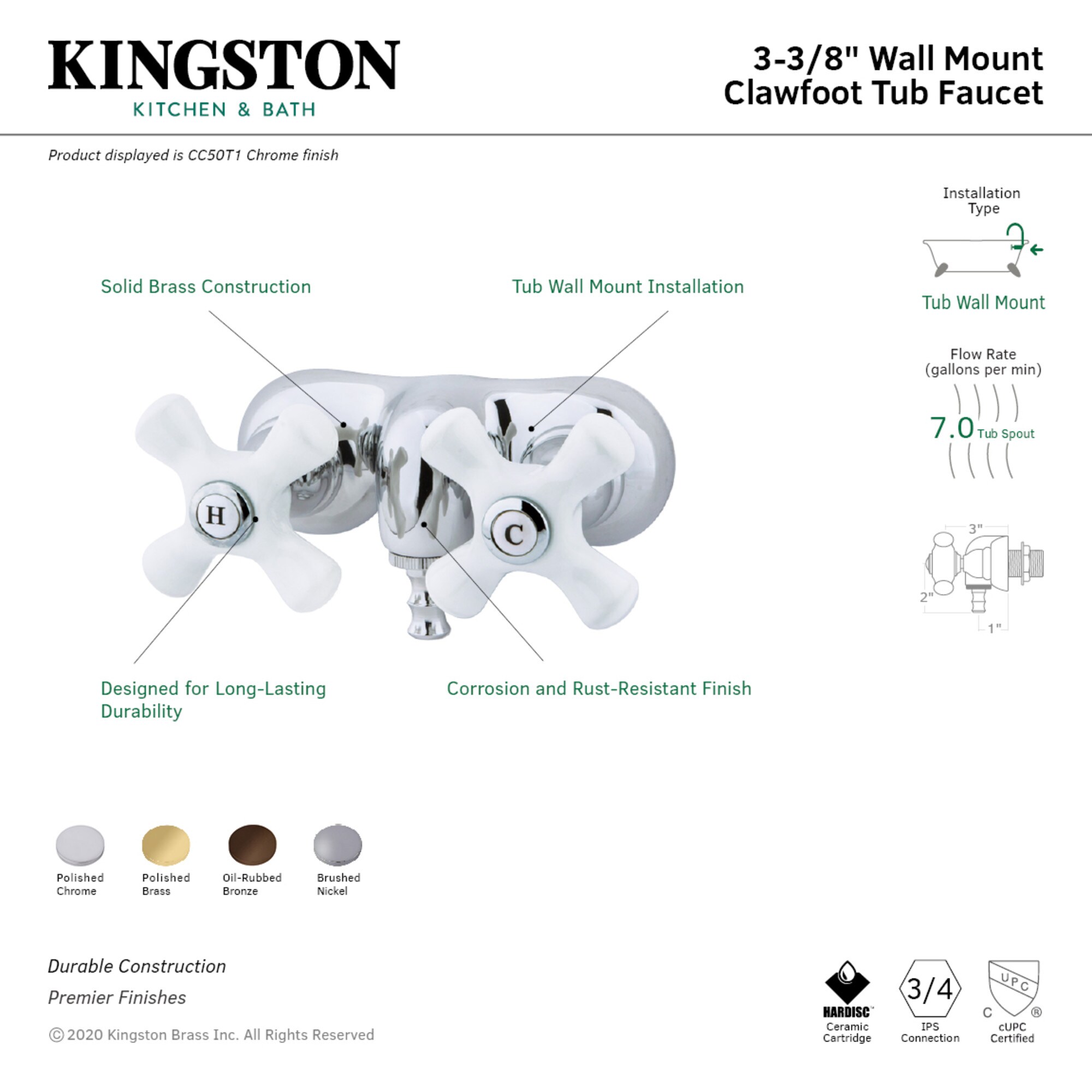 Kingston Brass WLCC49T2 Roman-Tub-Faucets - View #2