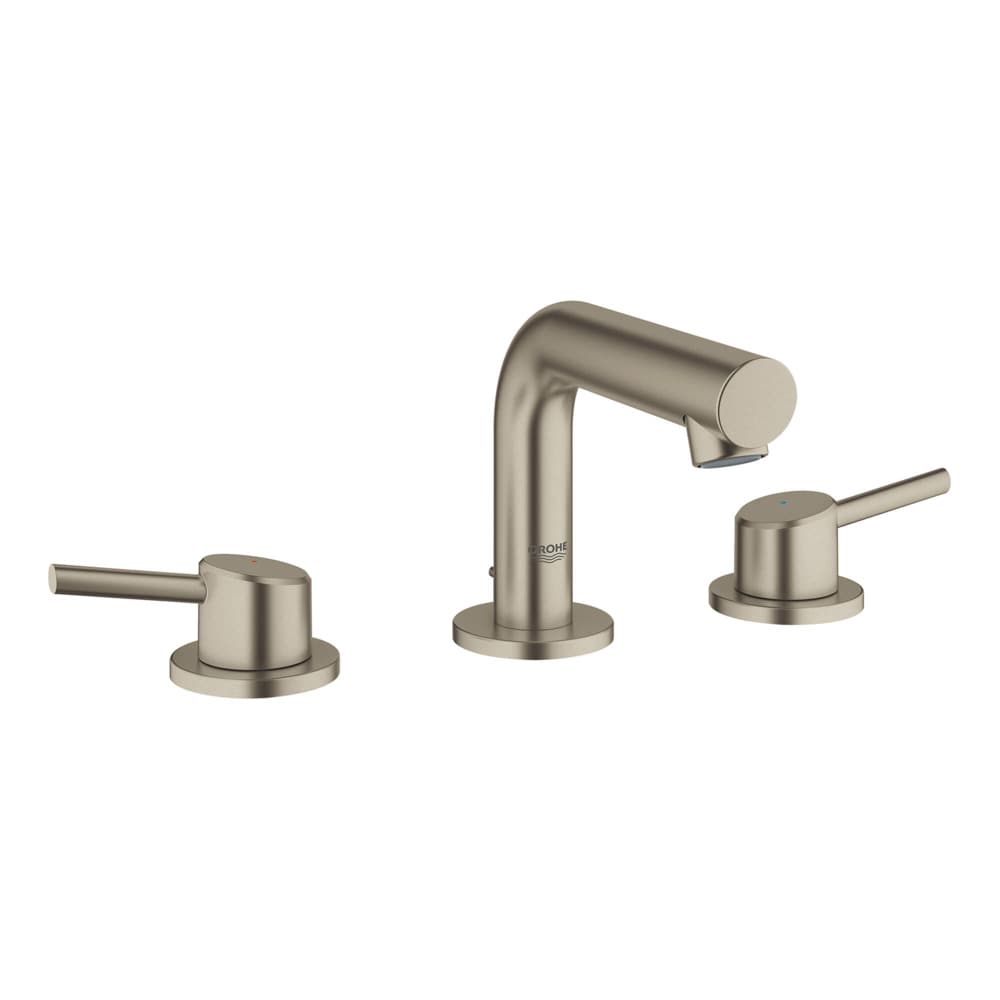 GROHE Brushed Nickel Widespread 2-handle WaterSense Low-arc Residential Handle Bathroom Sink Faucet with Drain
