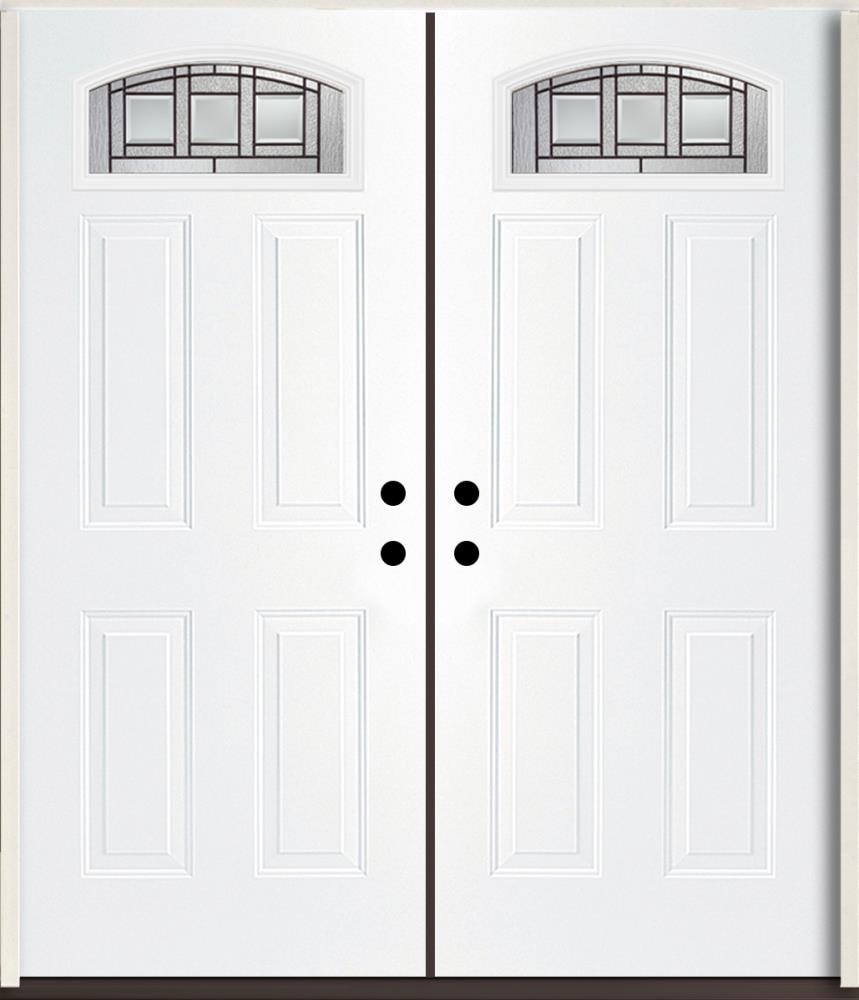 RELIABILT LO963355 Craftsman 72-in x 80-in x Fiberglass 1/4 lite Right-hand inswing Unfinished Unfinished Prehung Double Front Door Insulating core