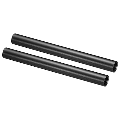 PATIKIL 6inch 15mm Rod 2pcs Camera Rods with M12 Female Thread Aluminum Alloy for 15mm Rail Support System Black